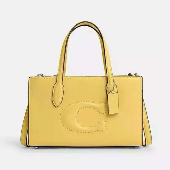 NWT Coach Nina Small CR097 Daisy Yellow Leather Embossed Logo Purse Tote NWT Coach Nina Small CR097 Daisy Yellow Leather Embossed Logo Purse Tote