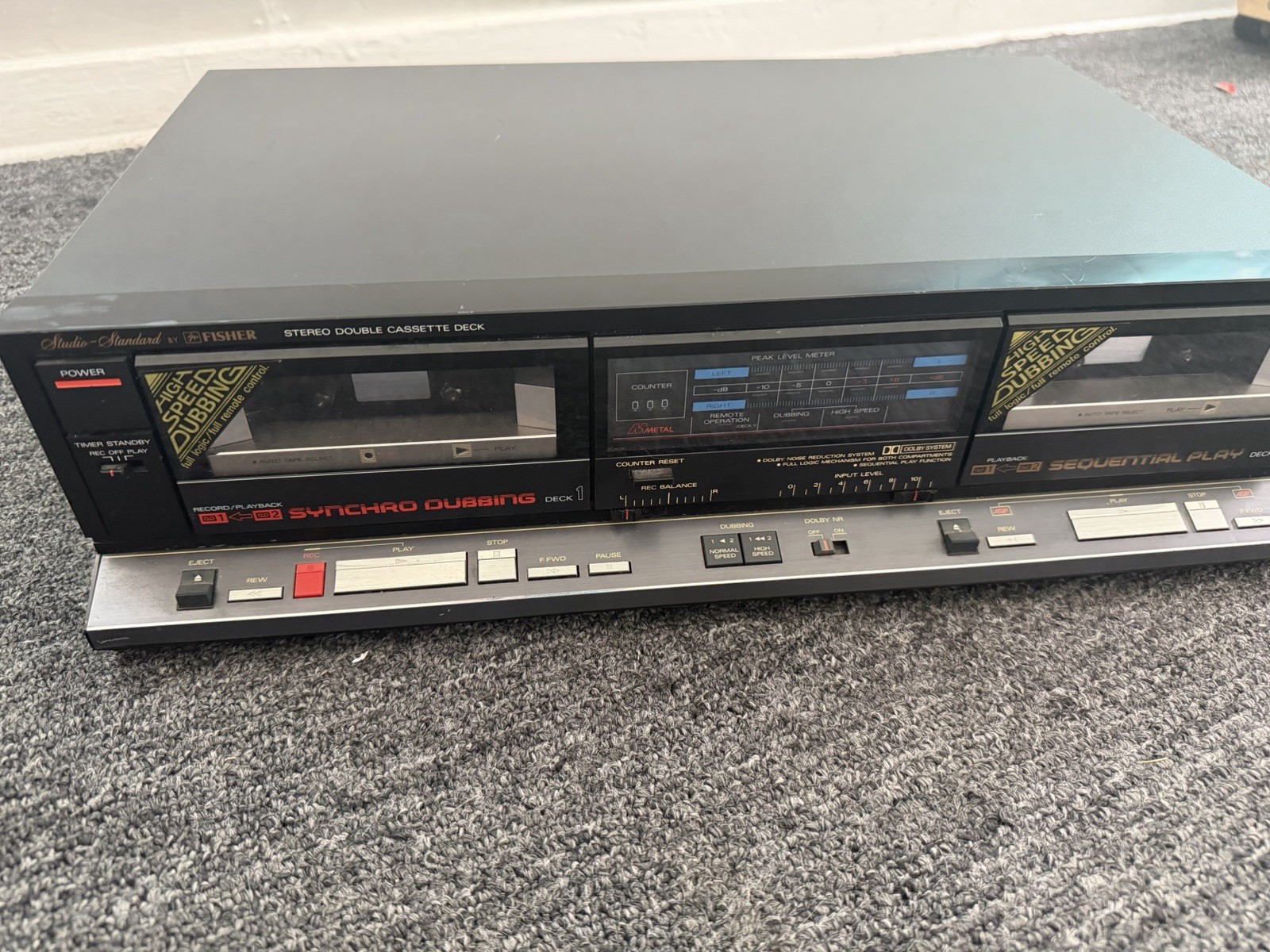 FISHER CR-W872 Metal Tape Deck Double Cassette Vintage 1986 Untested