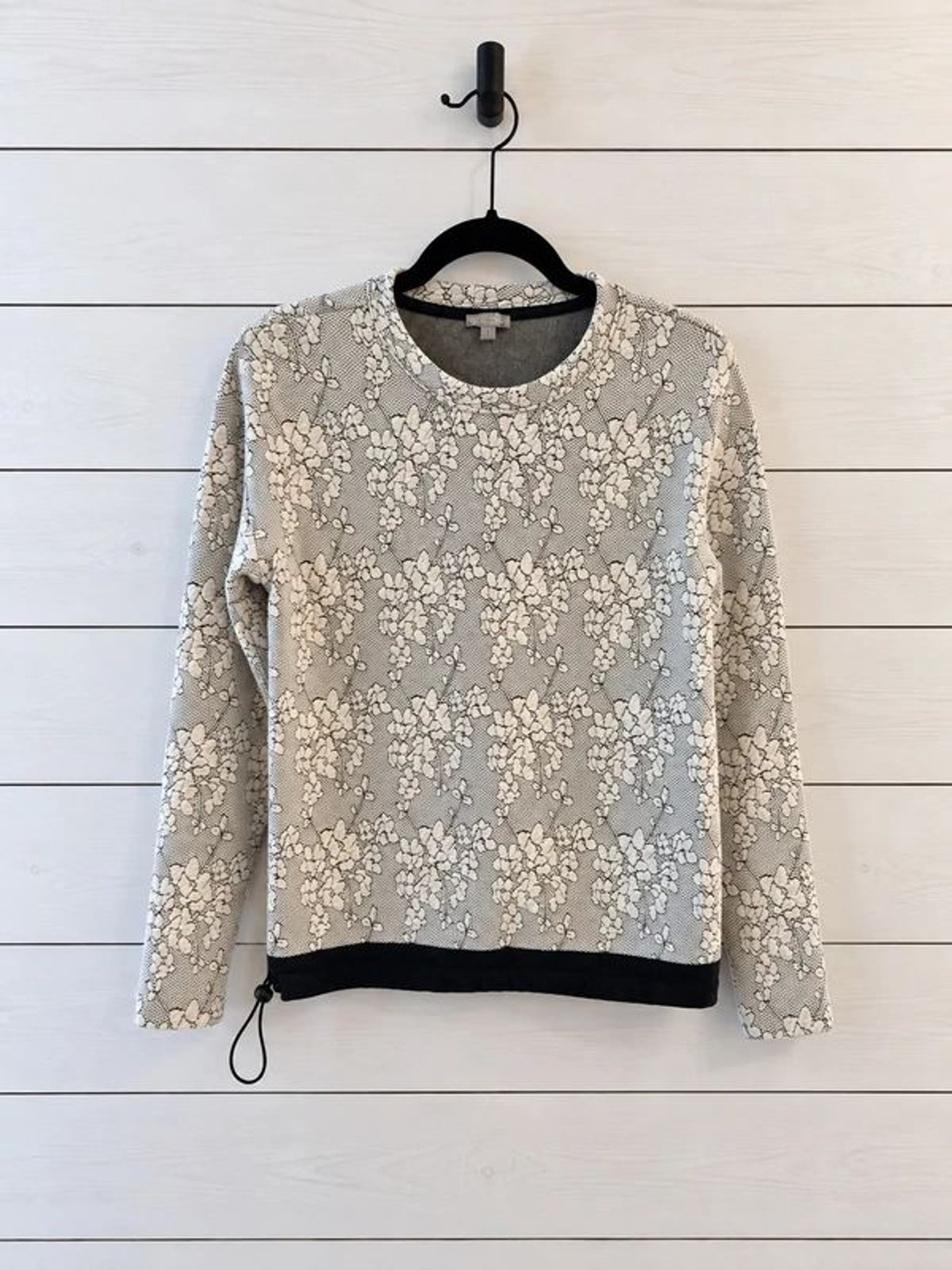 T by Talbots Floral Jacquard Drawstring Hem Pullover