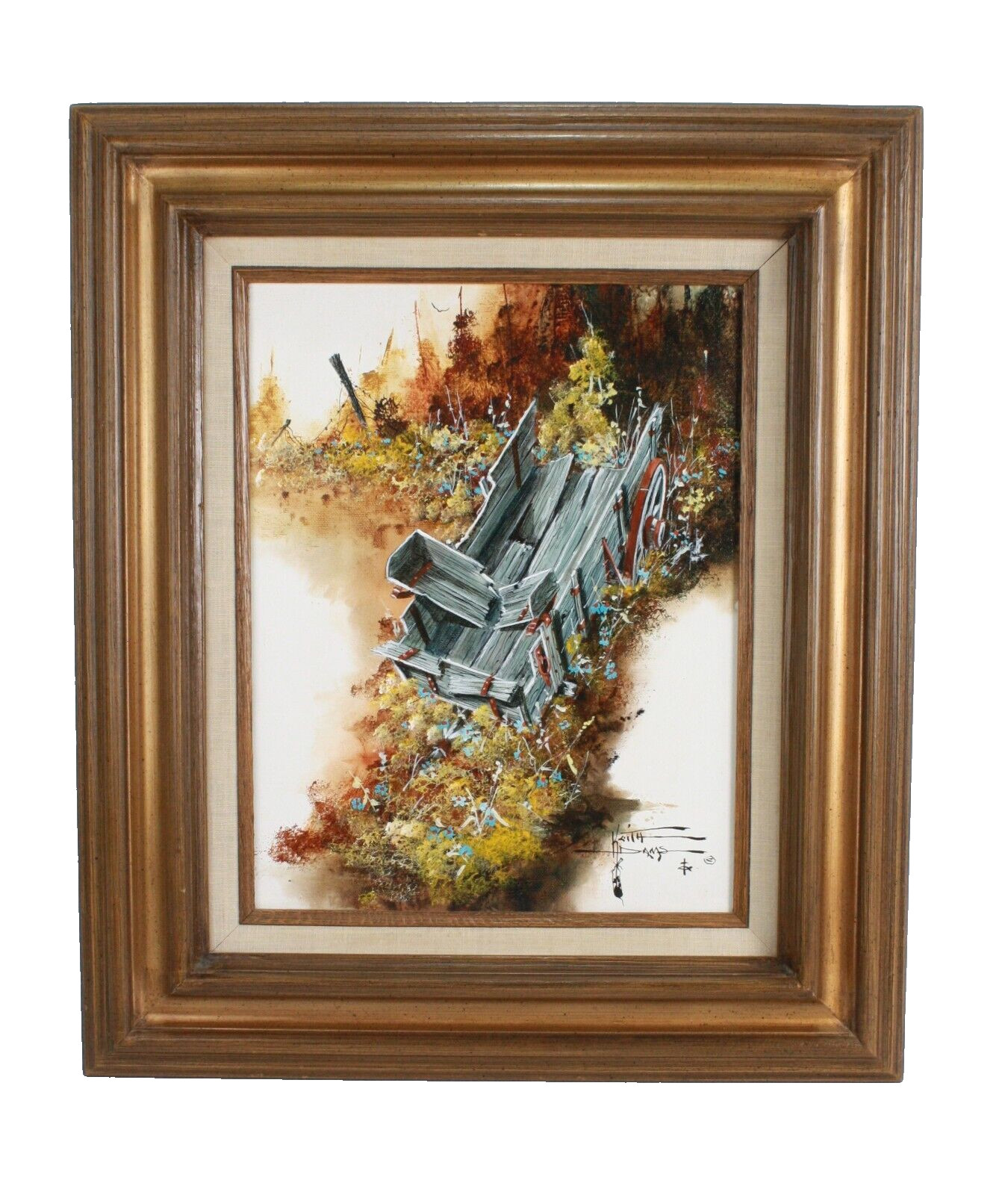 Native American Keith D Adams Original Painting Old Abandoned Wagon Painting
