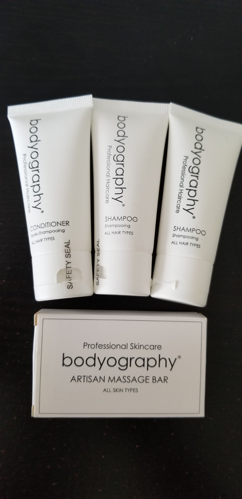 4 PIECE BODYOGRAPHY Professional Skin Hair Bath Wash/Lotion/Shampoo/Conditioner