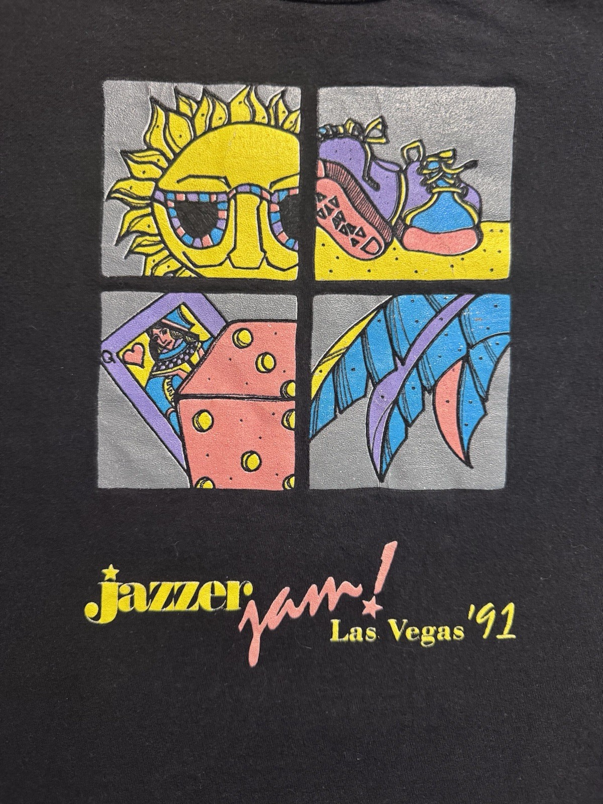 VTG 1991 Jazzercise Las Vegas T-shirt Sz XL Black Neon JazzerJam Made In USA 90s VTG 1991 Jazzercise Las Vegas T-shirt Sz XL Black Neon JazzerJam Made In USA 90s