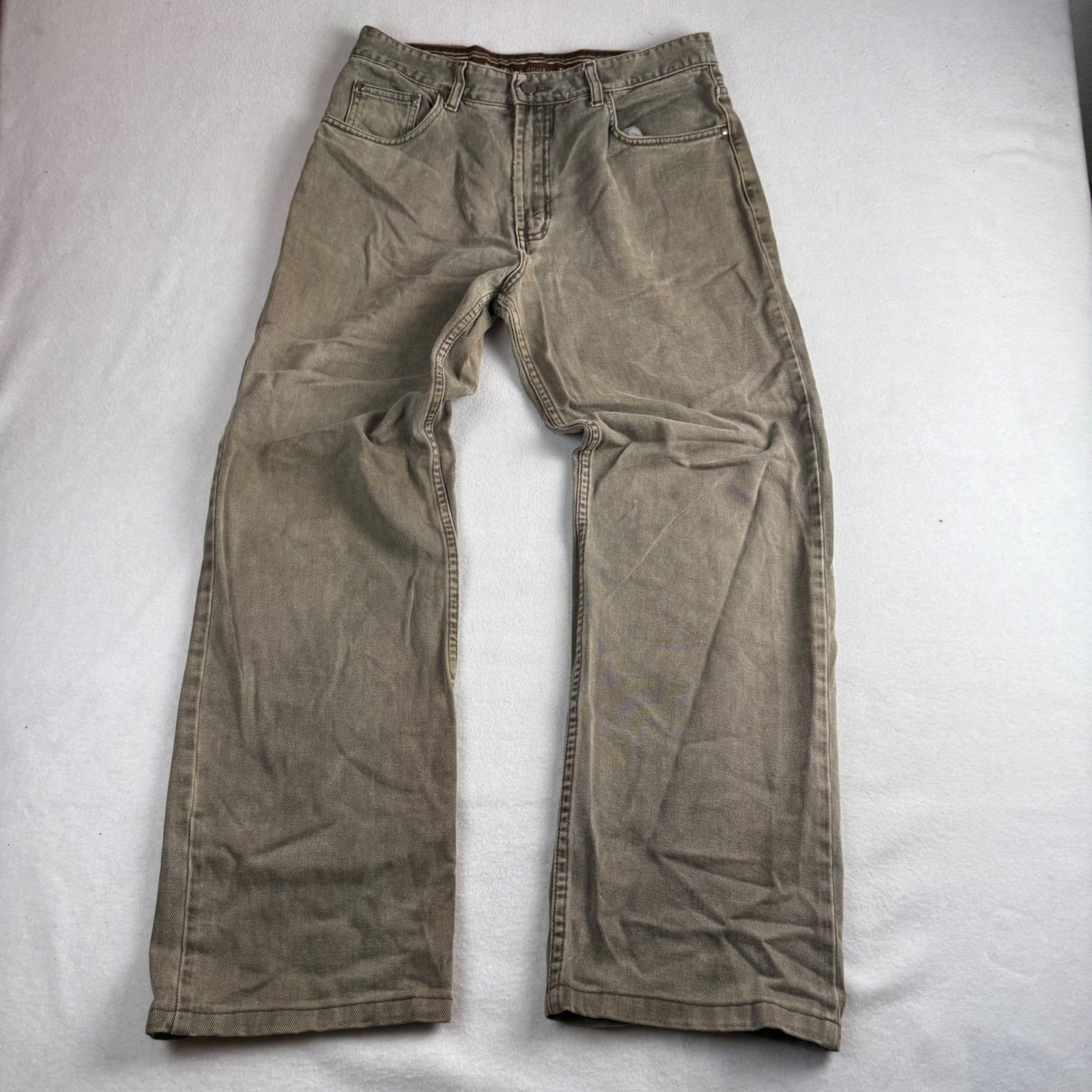 Fendi Jeans Mens Style 1.1 Khaki Tan Straight Leg Denim Pants 34x34 Distressed
