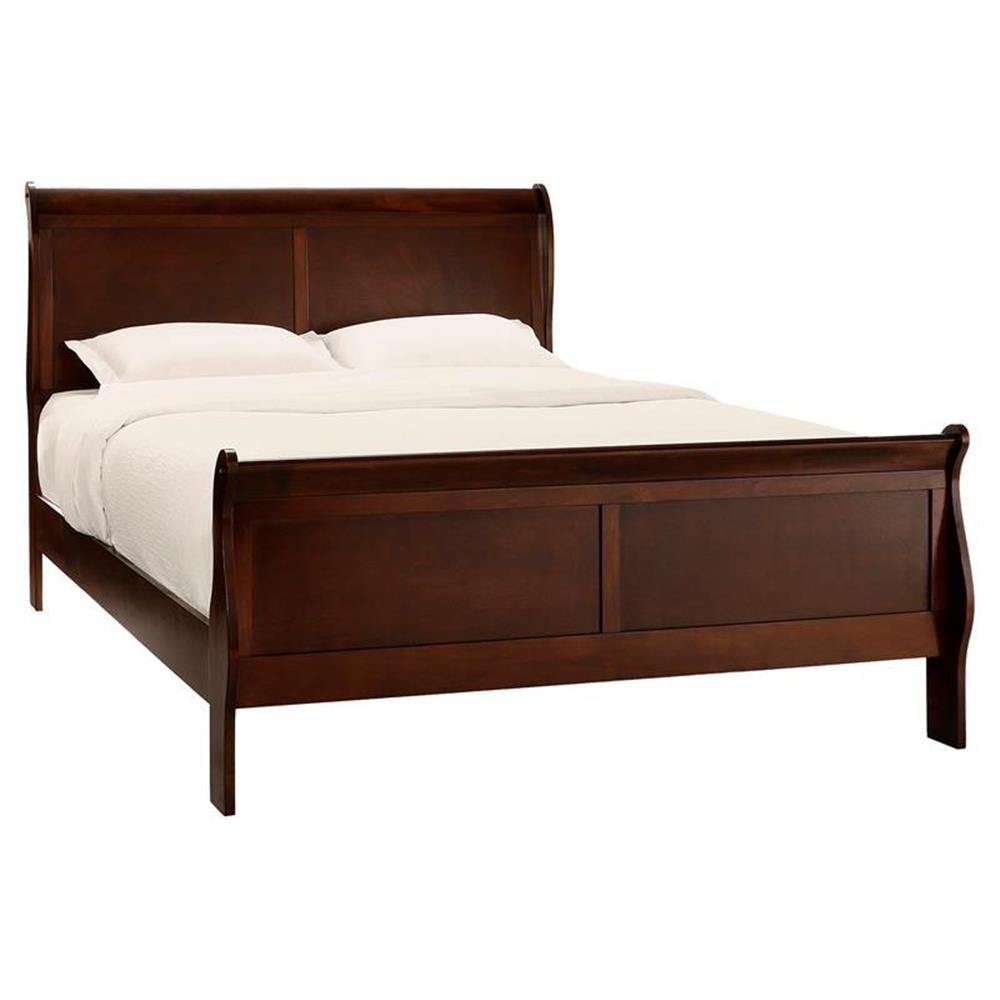 Pemberly Row Traditional Wood Eastern King Sleigh Bed in Brown Cherry