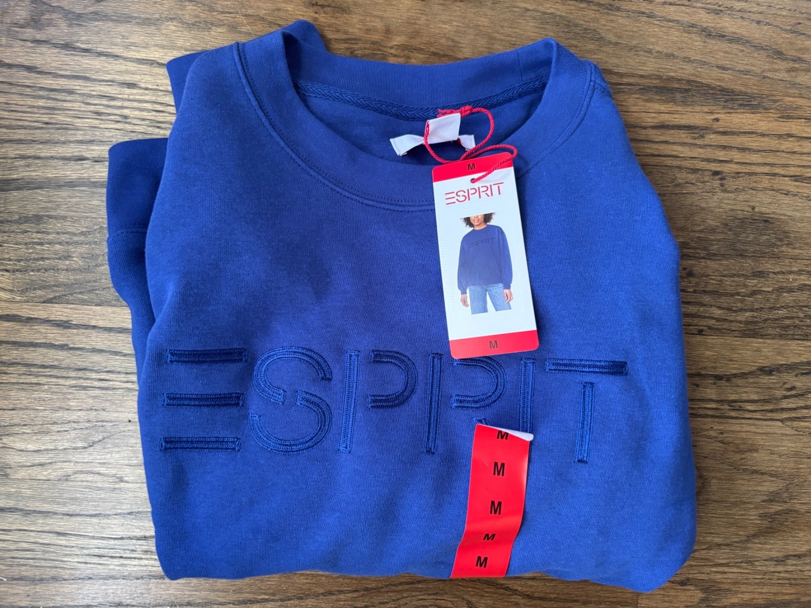 New Esprit Logo Fleece Crewneck Sweatshirt Blue Viral 80\'s XXL NWT Costco