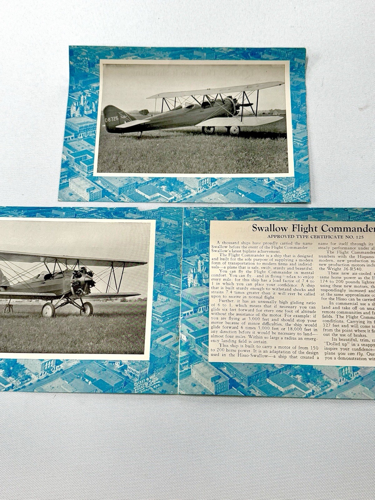 Scarce Original Signed Swallow Airplane Co-1929: Certificate #125-with markings