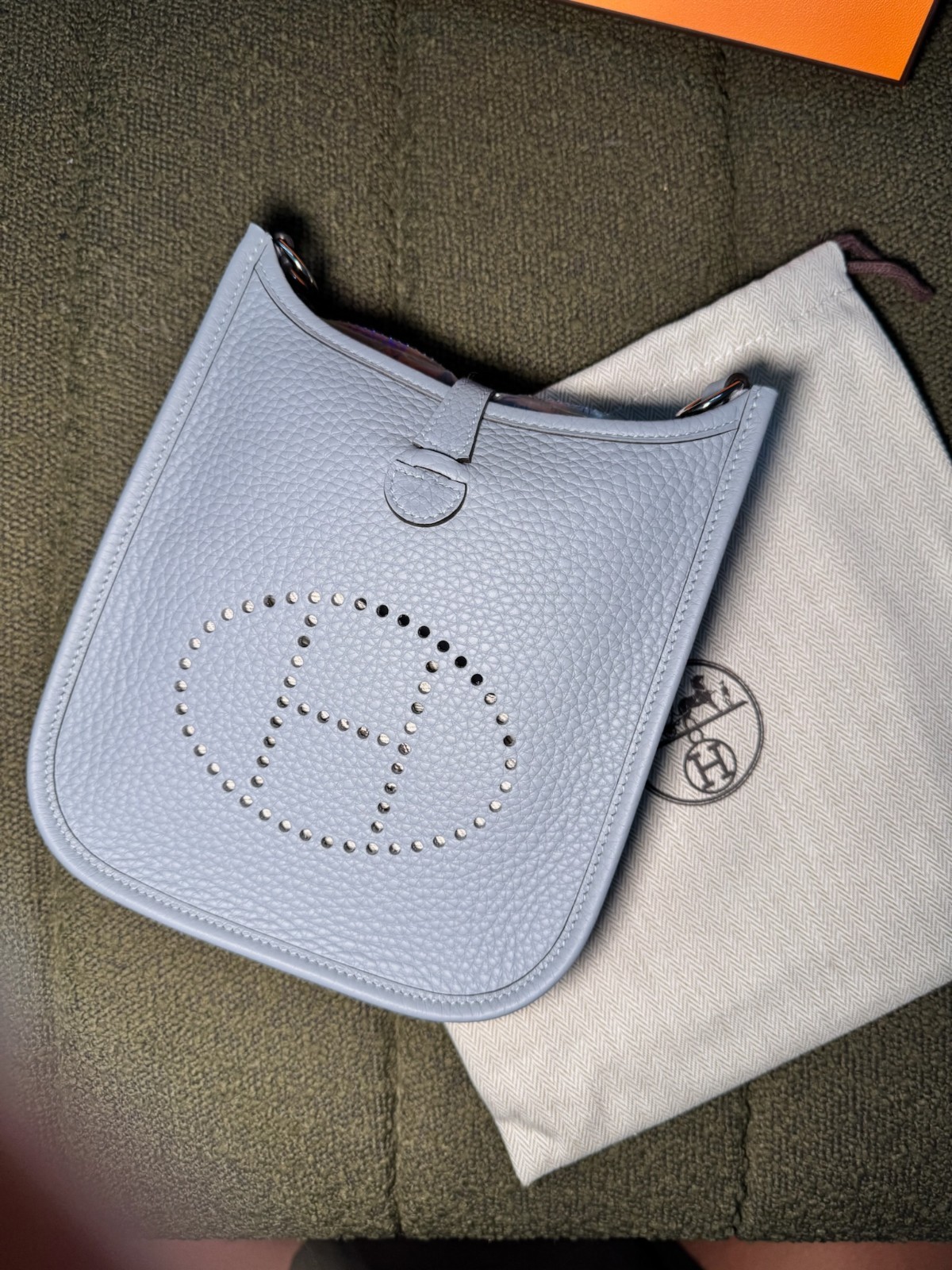 NIB HERMES Mini Evelyne 16 Amazone TPM Clemence  Blue Glacier Gold Hardware