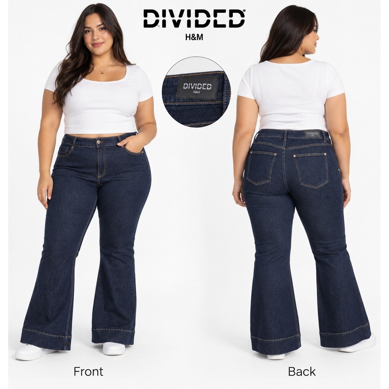 Divided H&M Women Dark Wash High Waist Flare Jeans Size 20 Stretch Denim