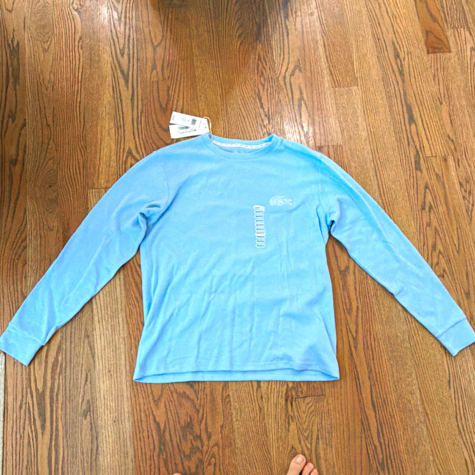 Lacoste Men\'s Blue Cotton Waffle Crew Neck Pullover Sweater Long Sleeve M Lacoste Men\'s Blue Cotton Waffle Crew Neck Pullover Sweater Long Sleeve M