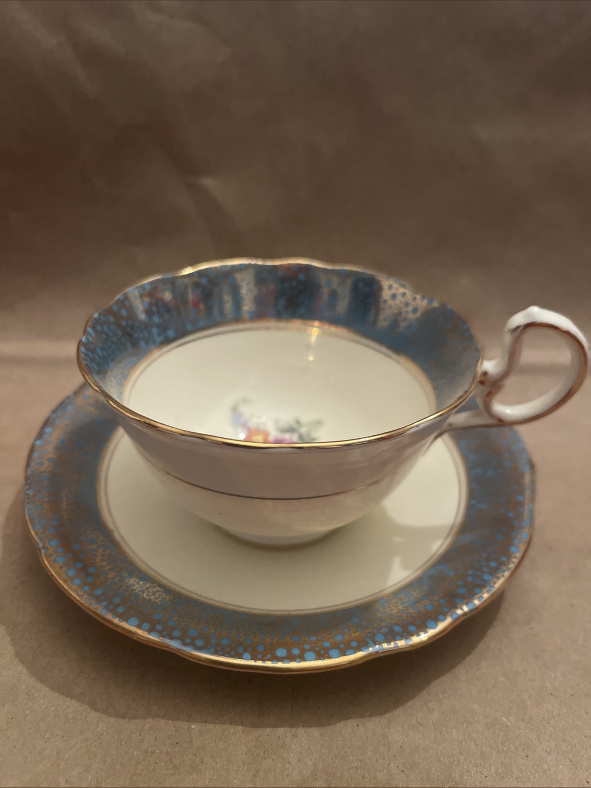 Aynsley Bone China Pattern C111 Blue w Gold Bubbles and Floral Design Aynsley Bone China Pattern C111 Blue w Gold Bubbles and Floral Design