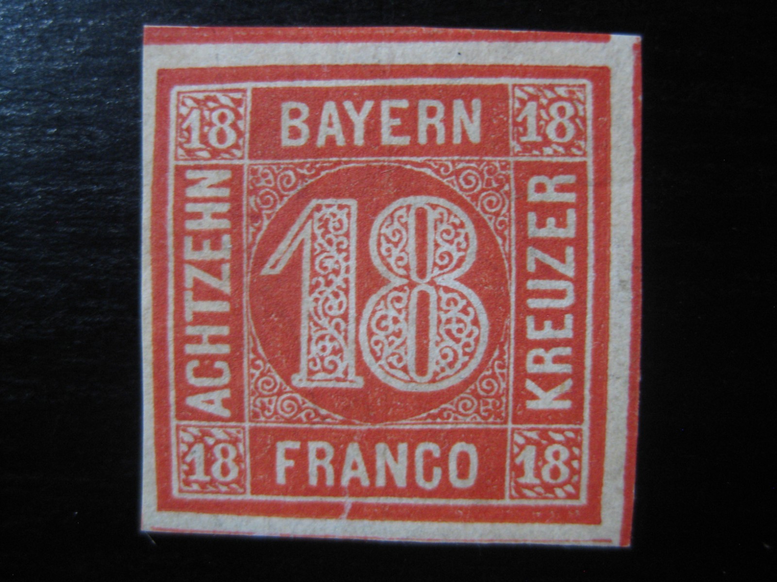 BAYERN BAVARIA GERMAN STATES Mi. #13 scarce mint no gum stamp w/ cert CV $85.00