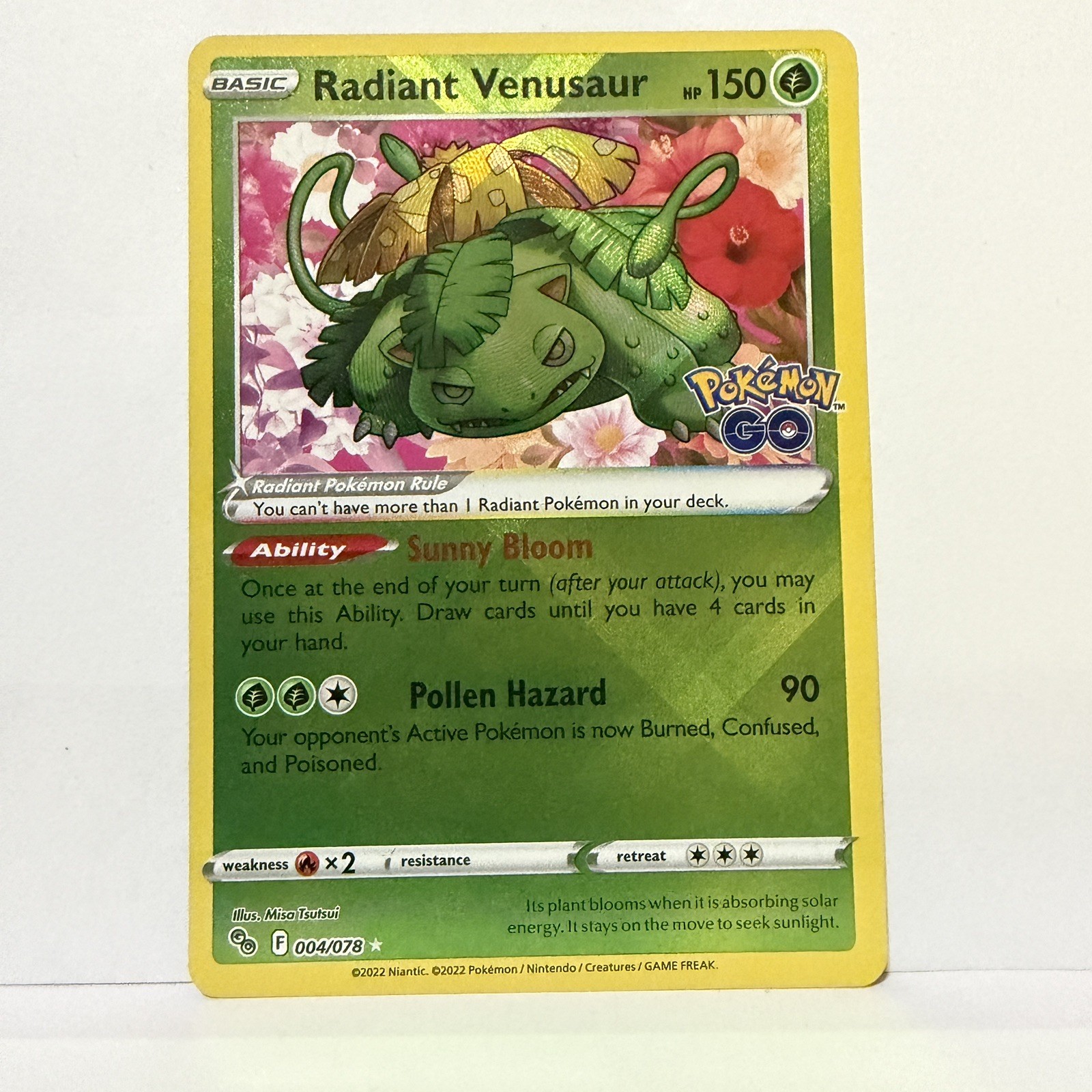 Radiant Venusaur Pokemon GO 004/078 Radiant Rare Holo NM Radiant Venusaur Pokemon GO 004/078 Radiant Rare Holo NM