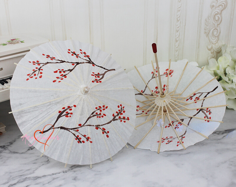 Dollmore 1/6&1/4 1/3 BJD Paper Umbrella Hand Painted Plum Blossom Photo Prop AOD