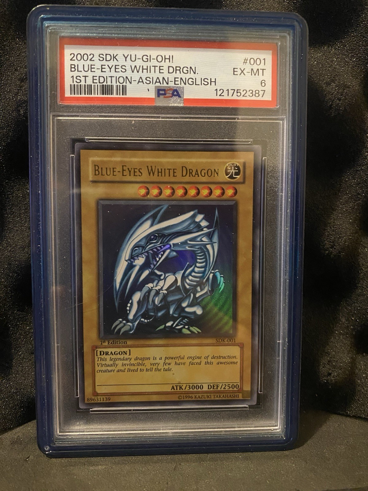 Konami 2002 Yu-Gi-Oh Blue-Eyes White Dragon SDK-001  PSA 6 Asian English 1st ed