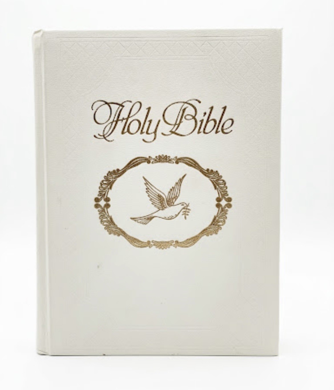 Vintage 1971 Holy Bible KJV Dove Of Peace Large Family HC Illustrated Red Letter