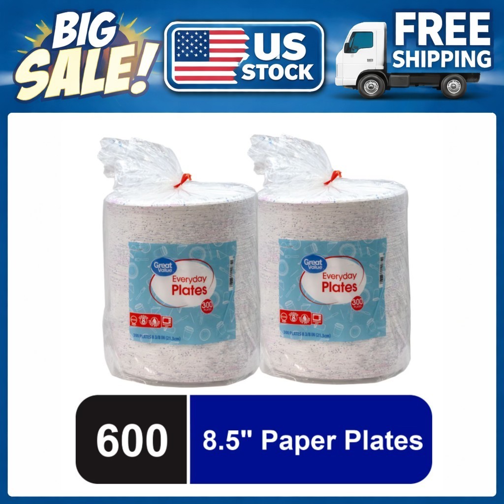 Great Value Everyday Disposable Paper Plates, 600 Count