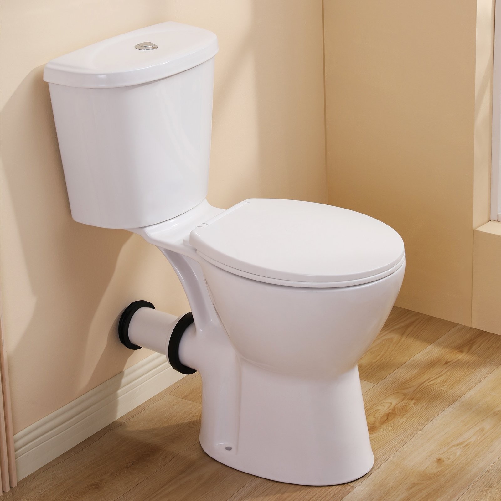 19inch High Rear Outlet Toilet Dual Flush 1/1.6 GPF Round W/ Soft Close Seat 19inch High Rear Outlet Toilet Dual Flush 1/1.6 GPF Round W/ Soft Close Seat