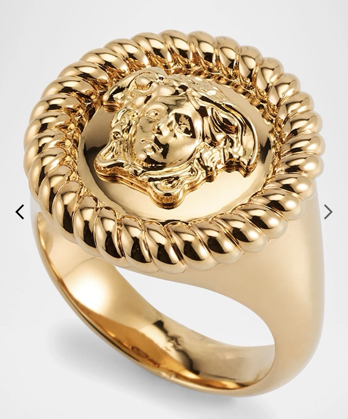 Versace Metal Embellished Medusa Head Gold Ring Size IT 19 $425 Authentic