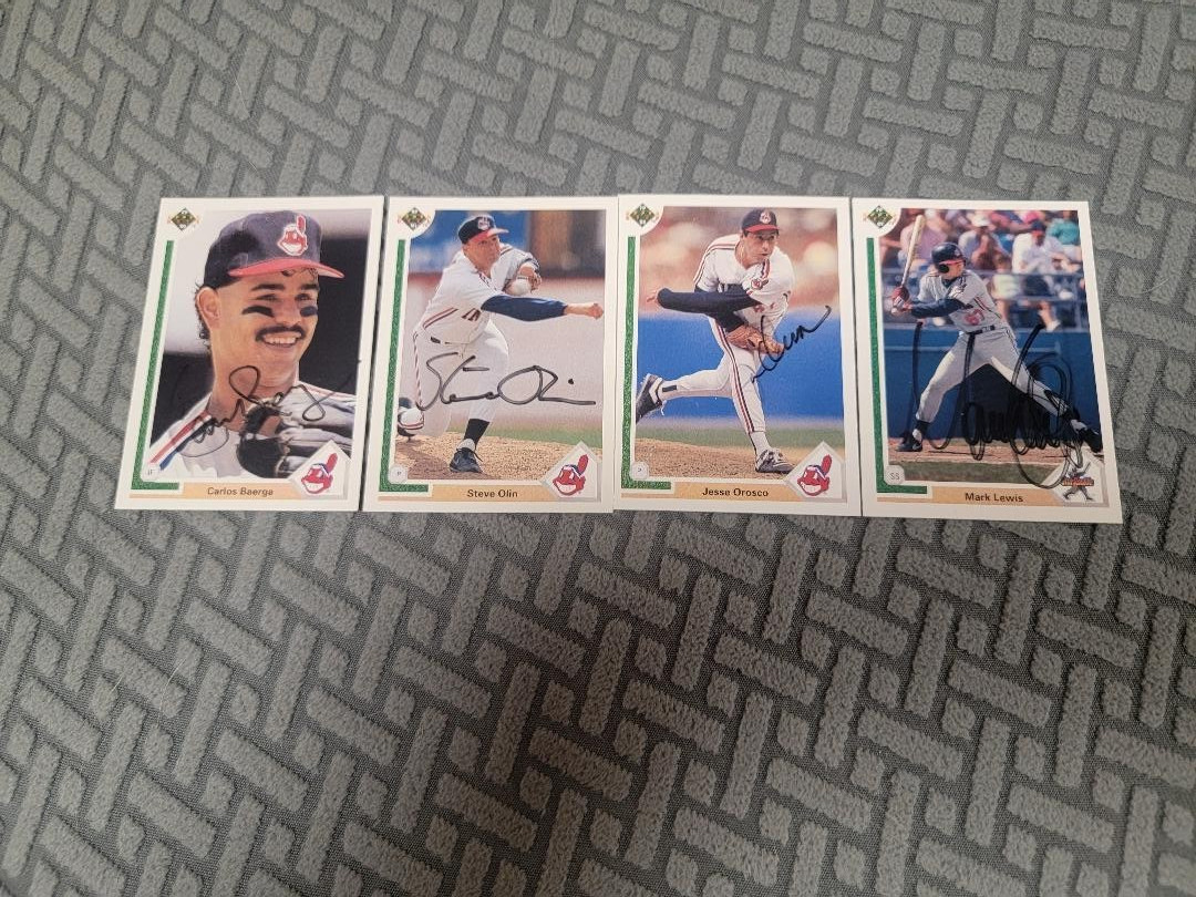 1991 Upper Deck Indians Autos - Orosco/Lewis/Baerga/Olin -Authentic & Gradable