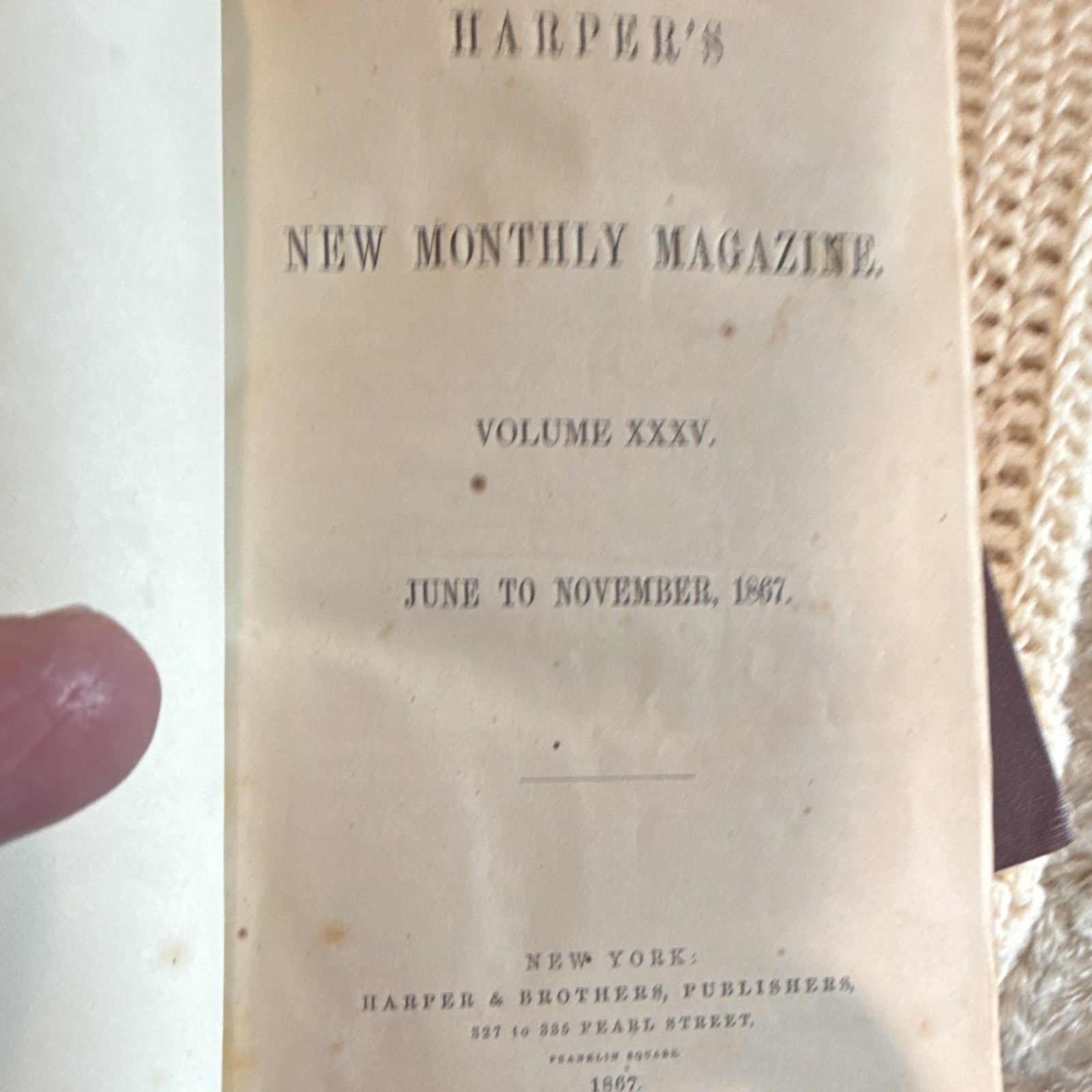 Harper\'s New Monthly Magazine Vol. XXXV June-November 1867 Illustrated