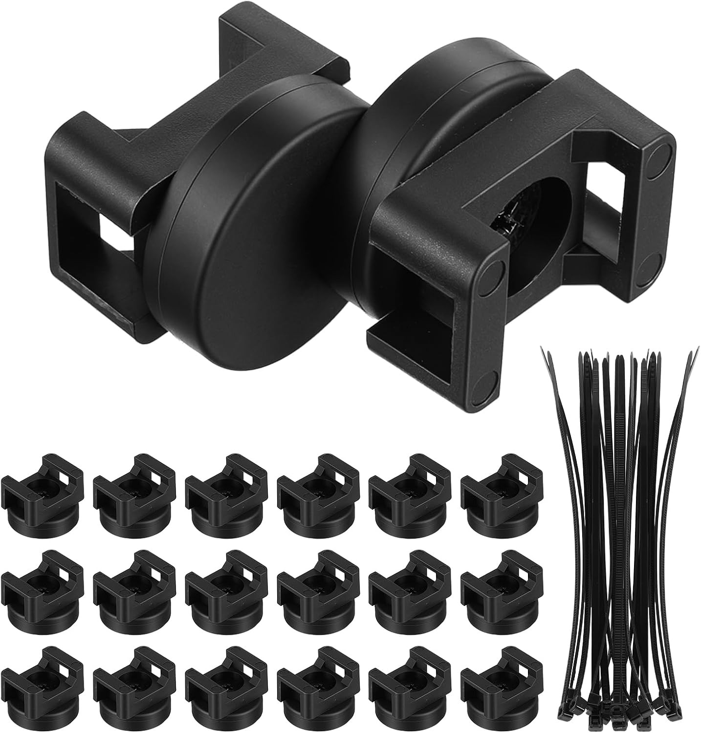 120Pcs Magnetic Zip Tie Mounts – 20 Heavy-Duty Magnet Bases & 100 Nylon Cable