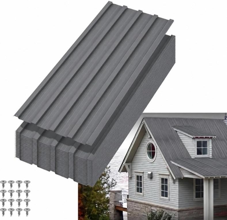 Galvanized 20 Pcs Corrugated Metal Roof Panels Screws Carport Pergola Patio