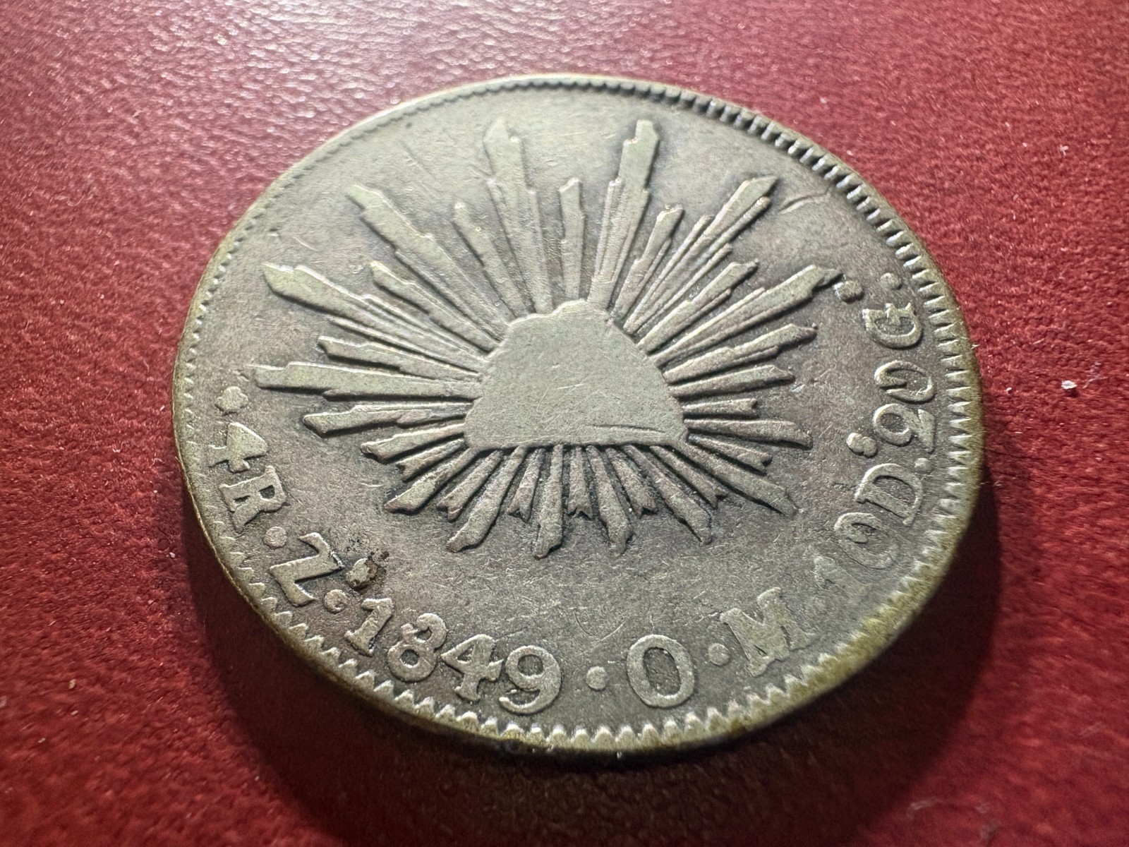 1849 Zs OM Mexico 4 Reales Silver Zacatecas Republic Fine