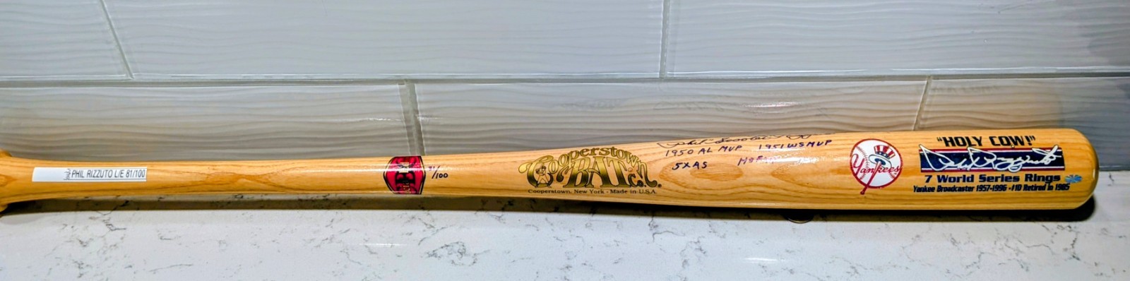 Phil Rizzuto Signed Limited Edition Cooperstown Bat Only 100 Made Numbered COA