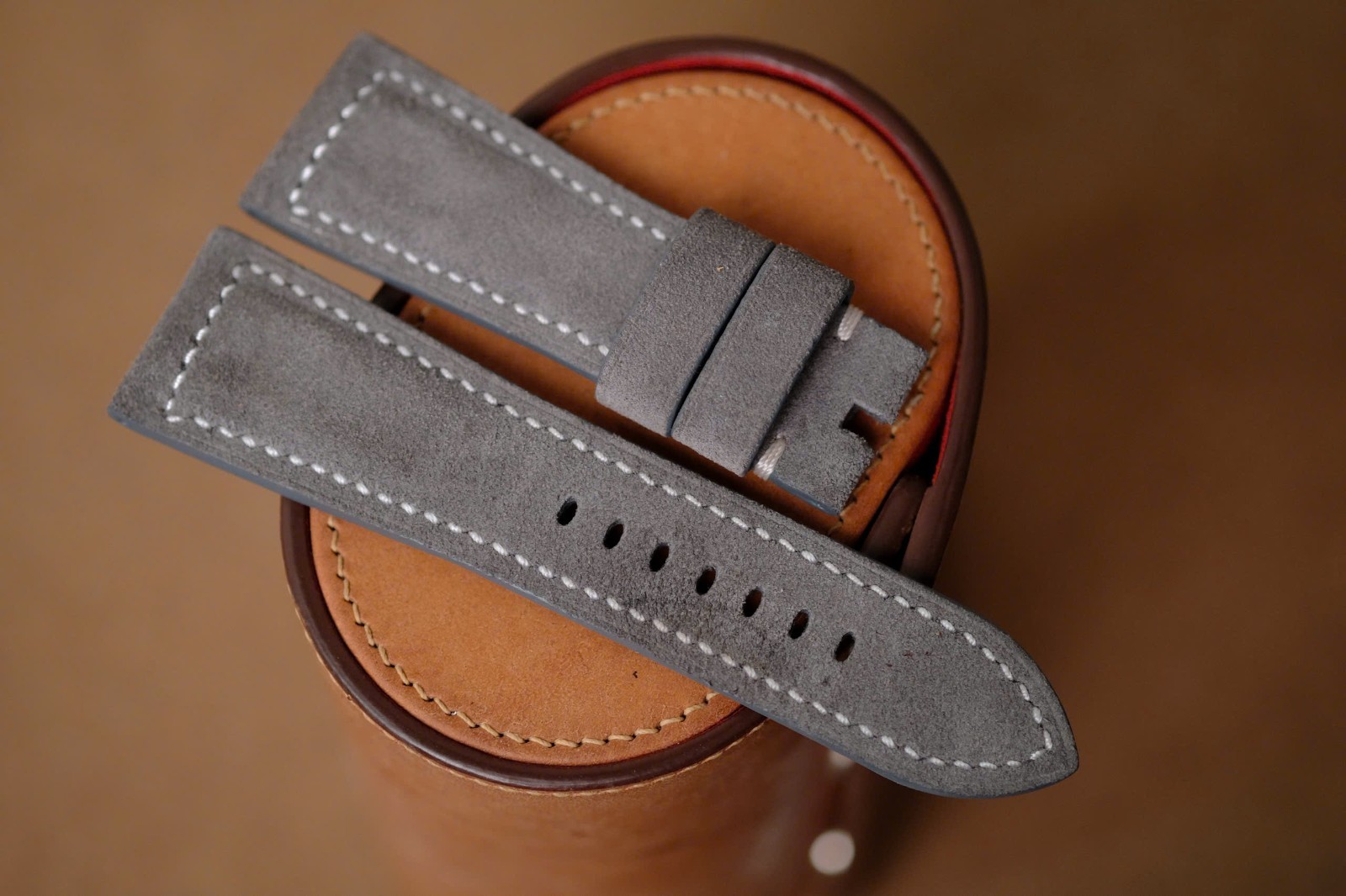 Handmade gray suede strap watch watch band size 27/22 (or any size 22 24 26 27)