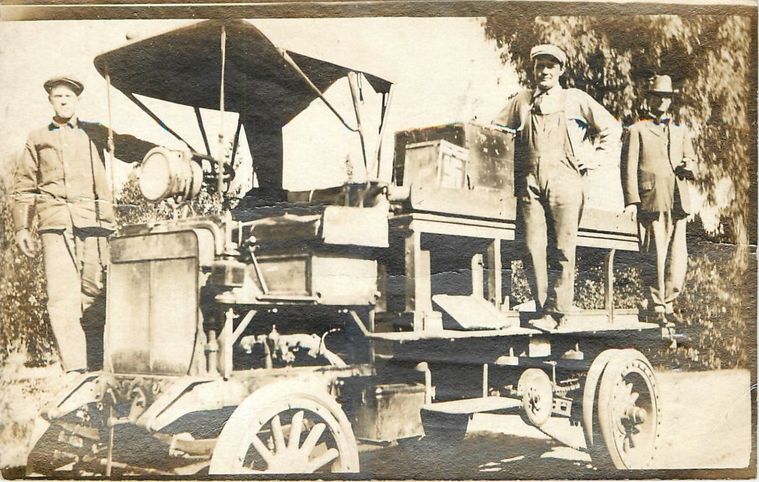 1913 RPPC Riverside CA Farm Truck Delivery Wagon Men Vintage Postcard