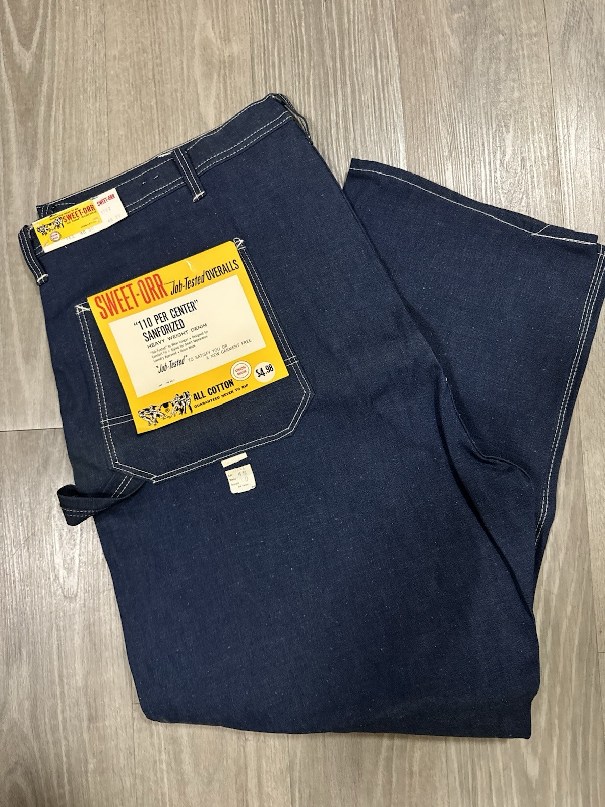 Vtg 60s 70s Sweet-Orr Denim Carpenter Work Jeans Deadstock NOS 48x30 USA Vtg 60s 70s Sweet-Orr Denim Carpenter Work Jeans Deadstock NOS 48x30 USA