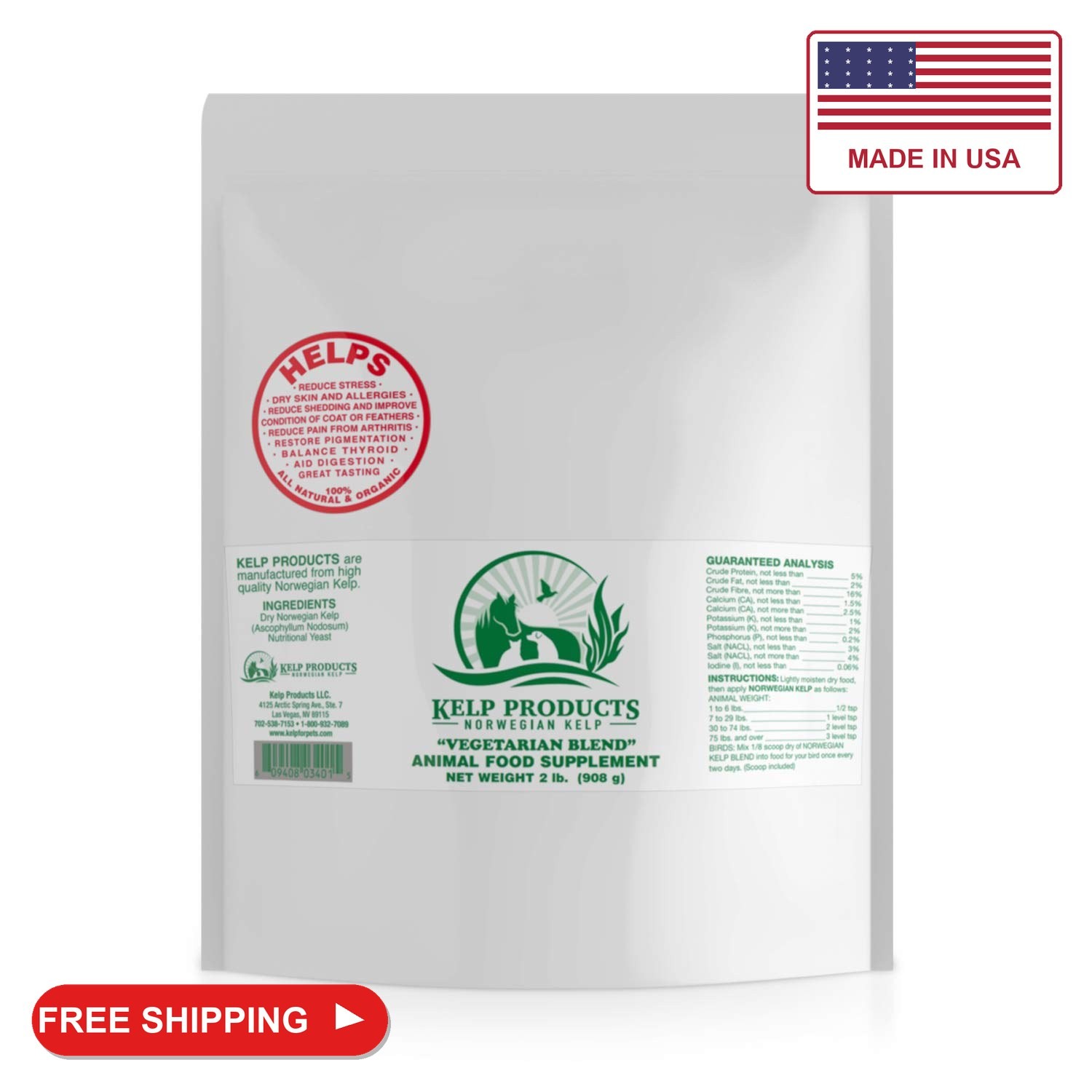 Norwegian Ocean Kelp Supplement for Dogs. Vegetarian Blend - 2 pounds