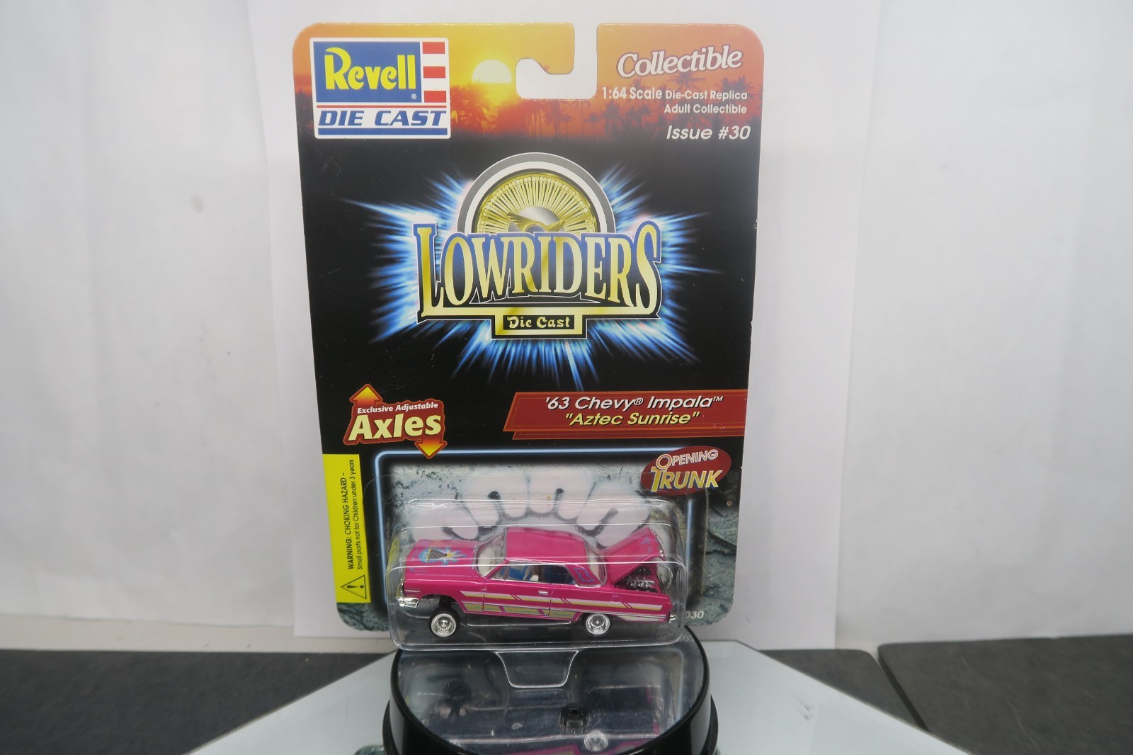 2002 REVELL 1/64 SCALE LOWRIDERS \'63 CHEVY IMPALA AZTEC SUNRISE #30 OPEN TRUNK