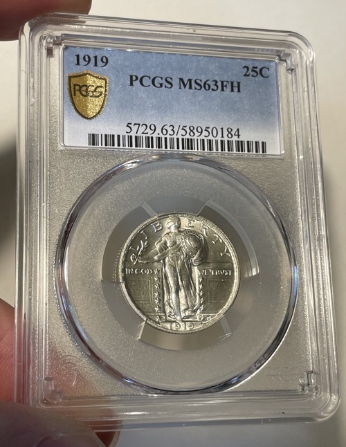 U.S. - 1919 Silver Standing Liberty Quarter (PCGS MS 63 FH) - See Photos