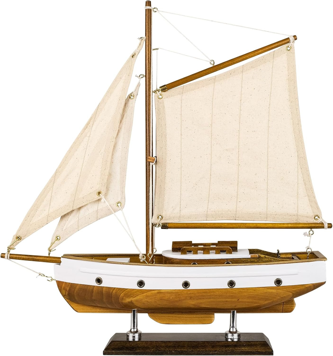 SAILINGSTORY Wooden Sailboat Decor Model Ship, Handcrafted Nautical Decor