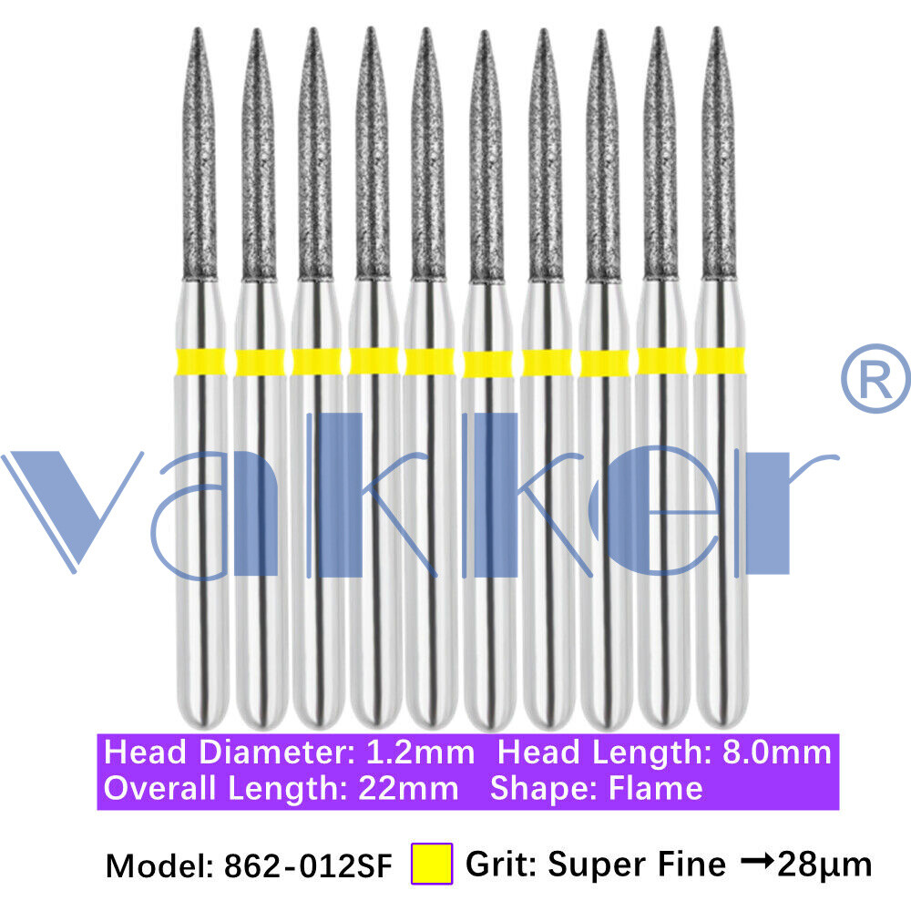 Vakker Dental Flame FG Diamond Burs 862-012SF Super Fine 10/pk