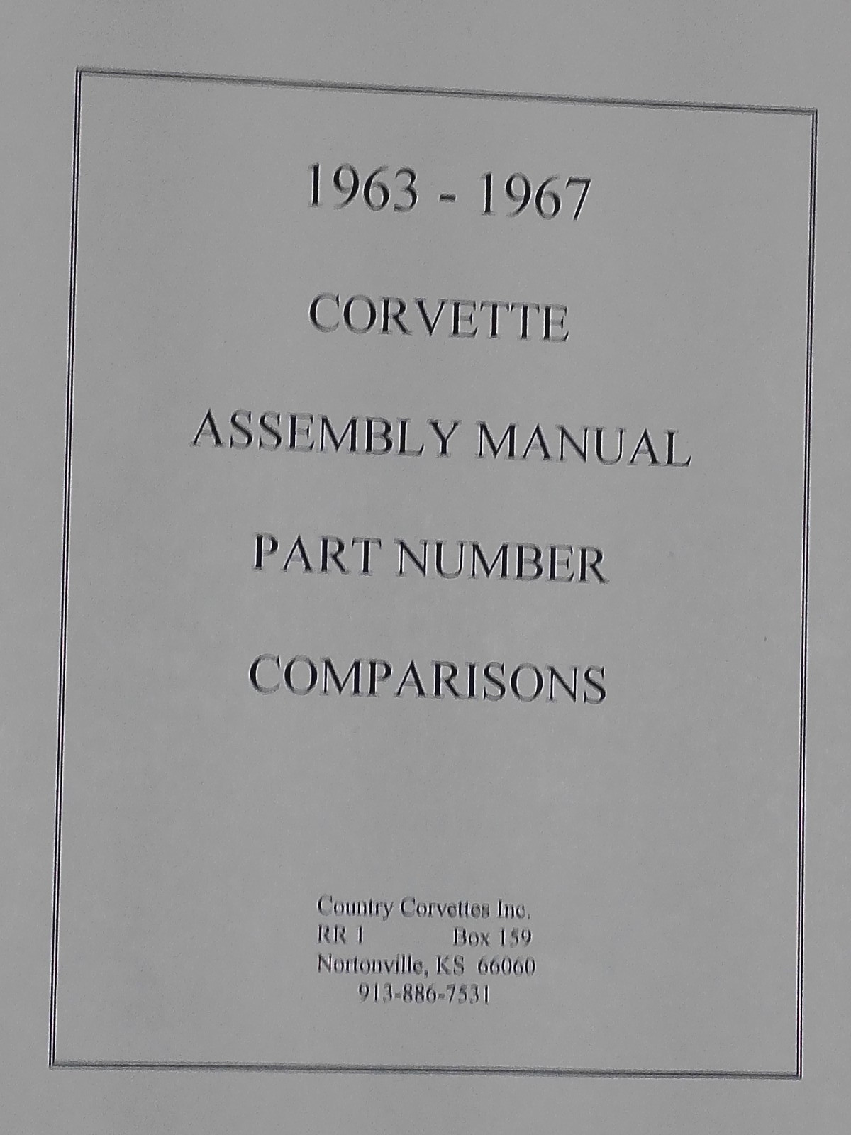 1963-1967 C2 Corvette Assembly Manual Part Number Comparisons