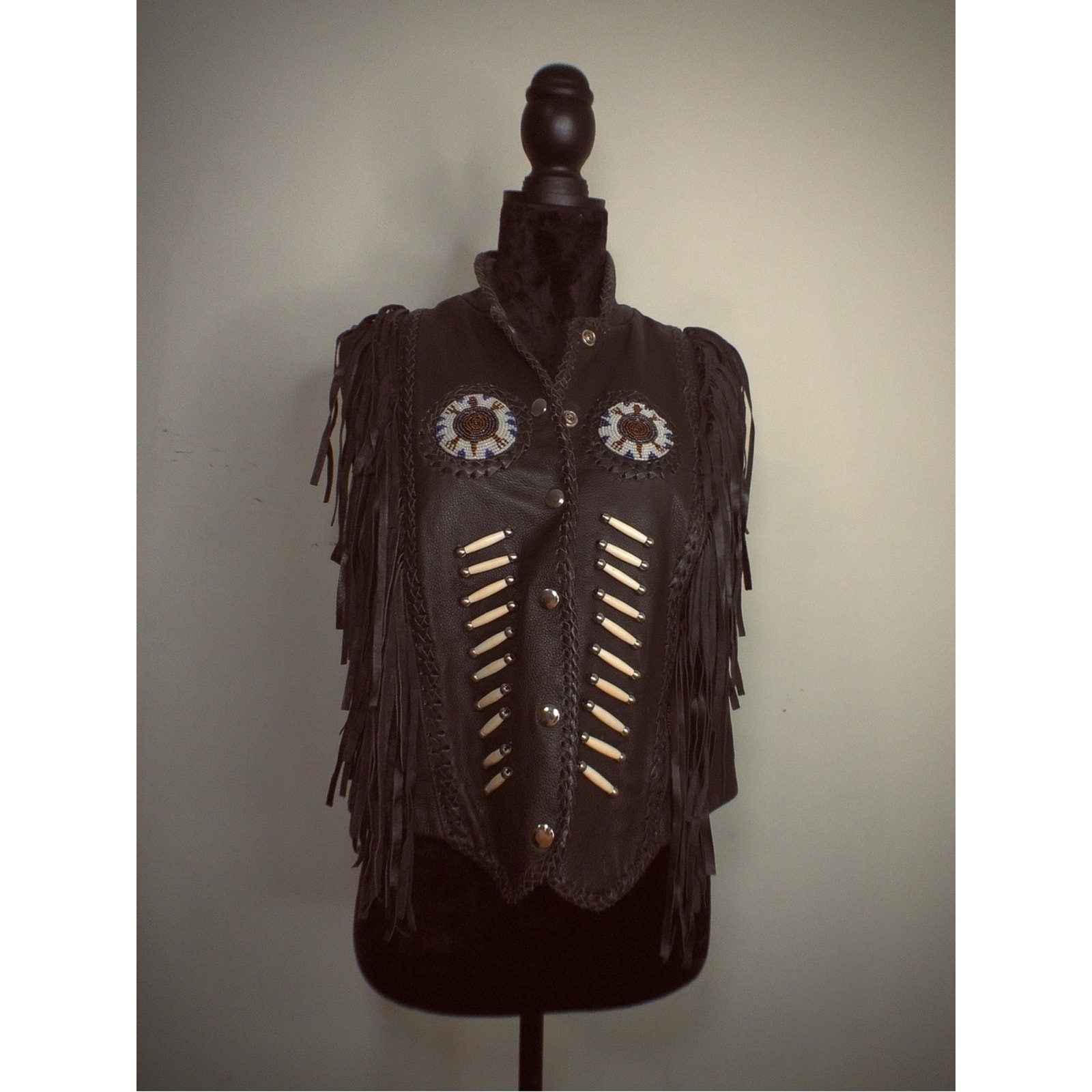 Hot Leathers Women’s Embellished Leather Fringe Vest