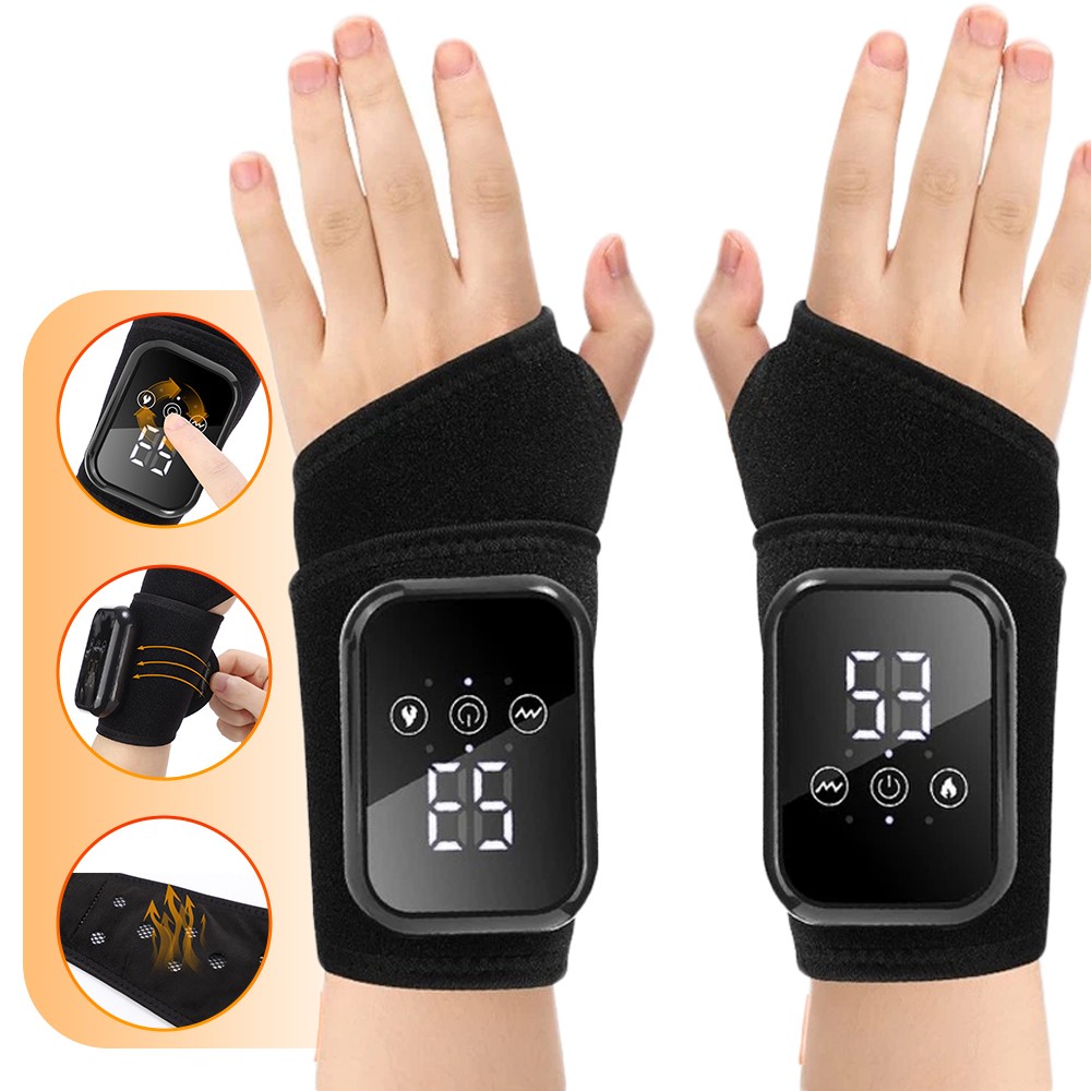 1/2pk Electric Wrist Hand Massager Heating Vibration & Hot Compress Pain Relief