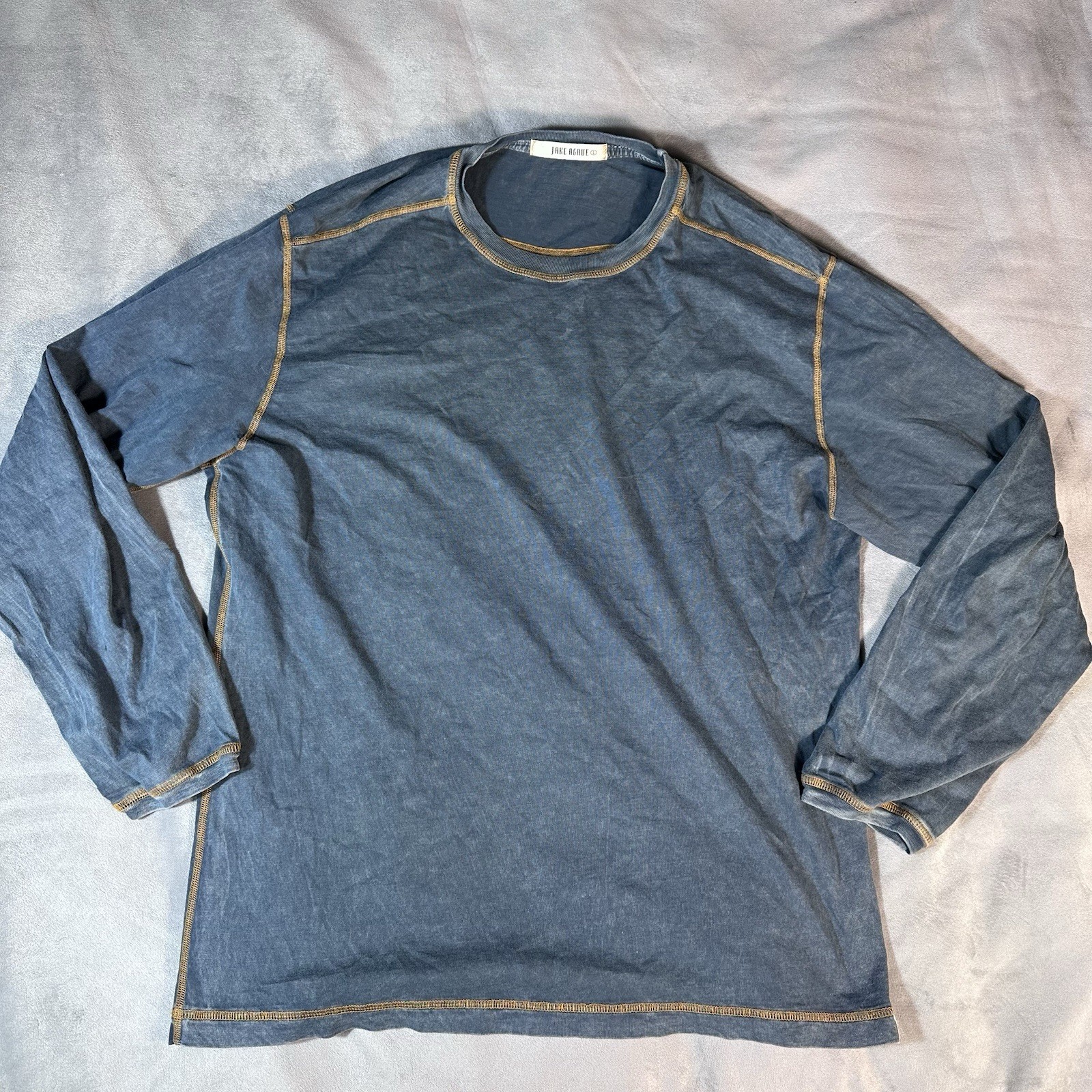 Jake Agave Shirt Mens Large Dark Navy Long Sleeve Cotton USA Made