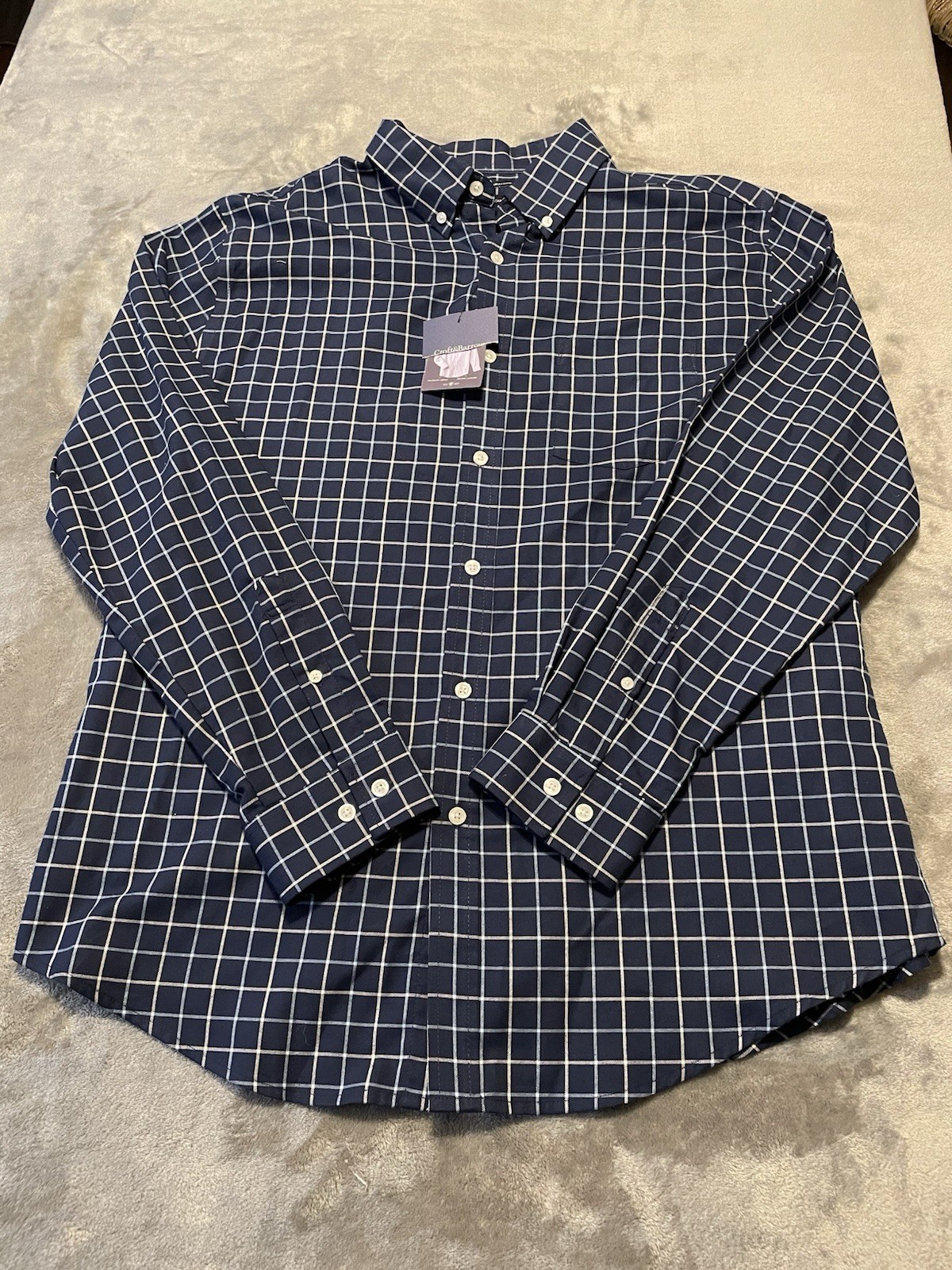 Men\'s Croft & Barrow NWT, Easy Care Navy Blue Plaid Long Sleeve Shirt Size L Men\'s Croft & Barrow NWT, Easy Care Navy Blue Plaid Long Sleeve Shirt Size L