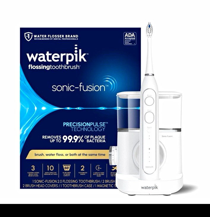 Waterpik Sonic-Fusion 2.0 Sonic Electric Toothbrush White 2-Speed Case