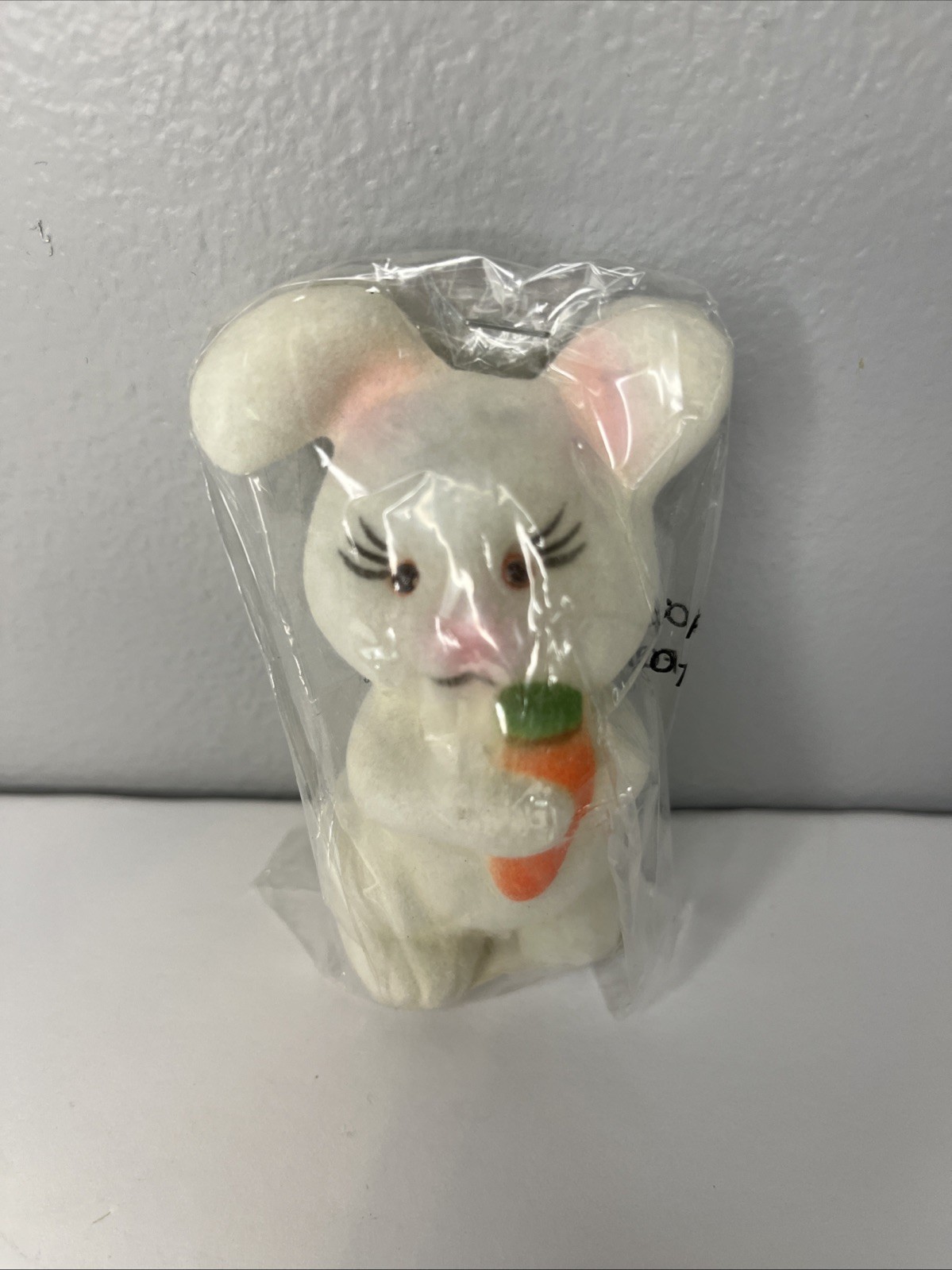 Vintage 1989 Flocked Easter Bunny With Carrot New In Original Packaging Vintage 1989 Flocked Easter Bunny With Carrot New In Original Packaging