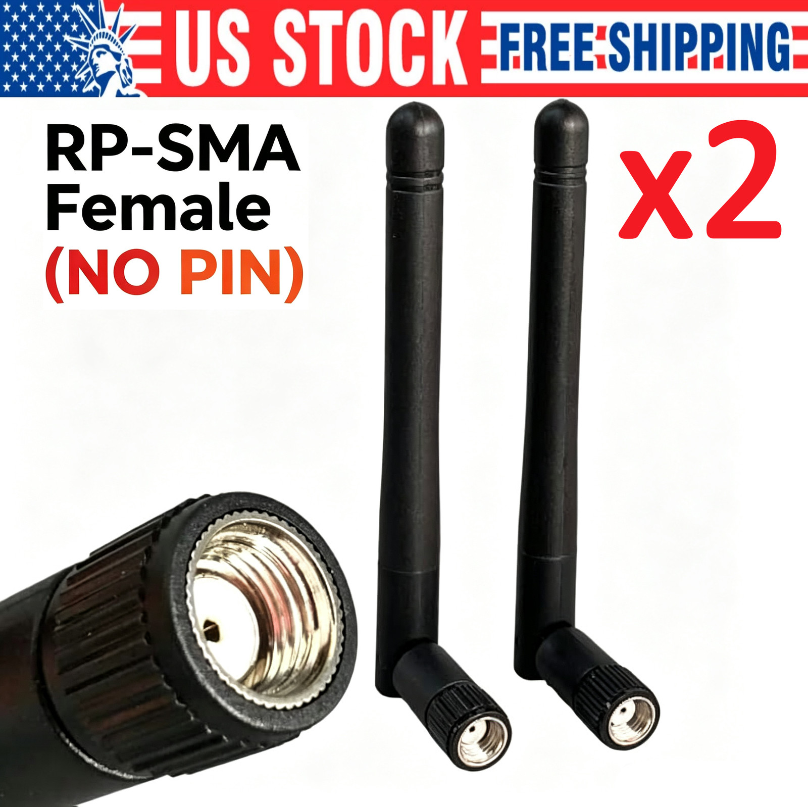 2-Pack RP-SMA Antenna for WiFi 2.4GHz 5Ghz Wireless Router or Card Female Pin 2-Pack RP-SMA Antenna for WiFi 2.4GHz 5Ghz Wireless Router or Card Female Pin