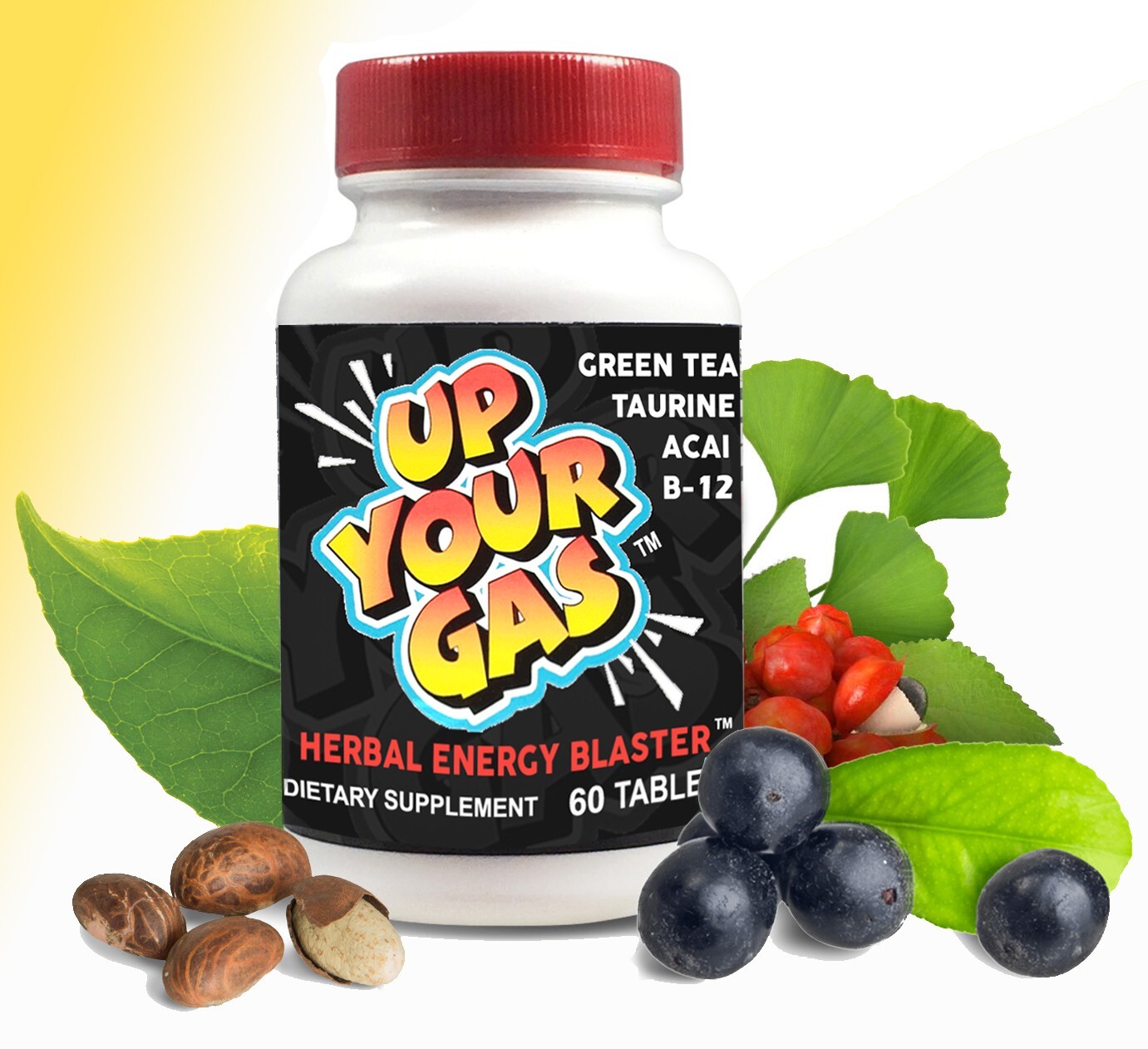 Up Your Gas: 60 TABLETS -Herbal Energy Blast: Focus, Concentrate, Feel Great