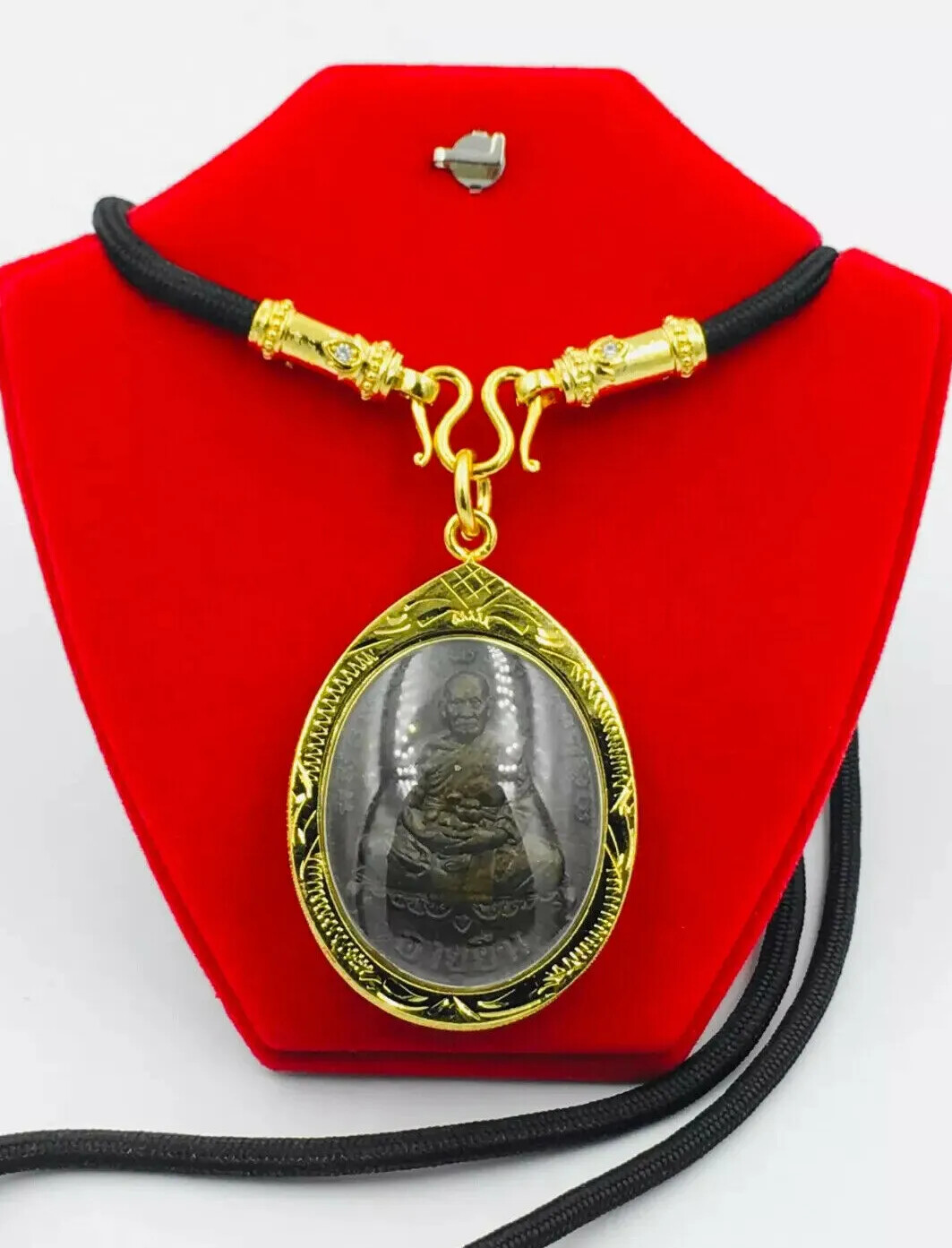 Phra LP Pat Pendant Gold Micron Plated Case Necklace Talisman Thai Buddha Amulet