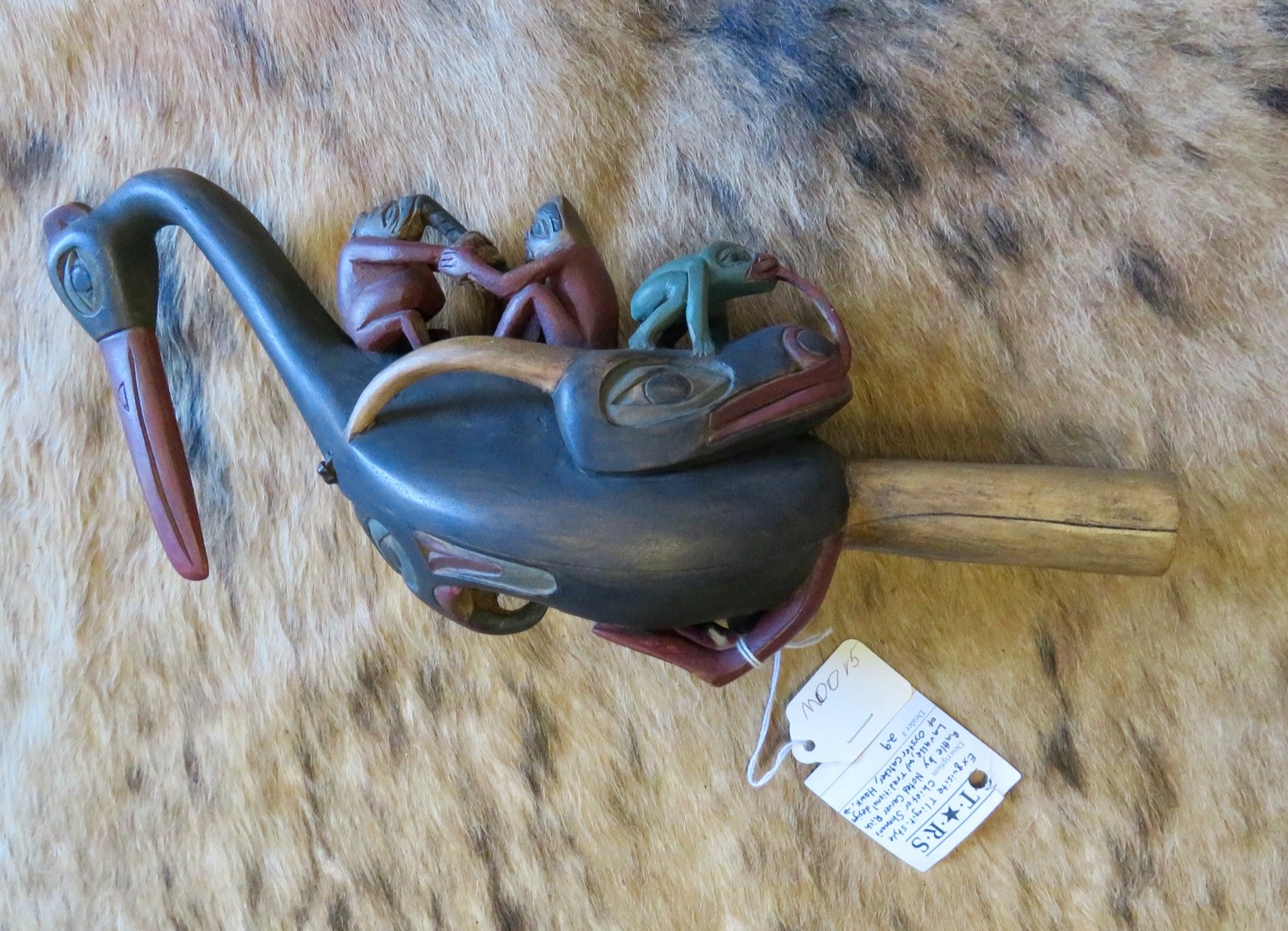 Rich Lavelle Hand-Carved Tlingit Style Shamanic Oystercatcher Wood Rattle