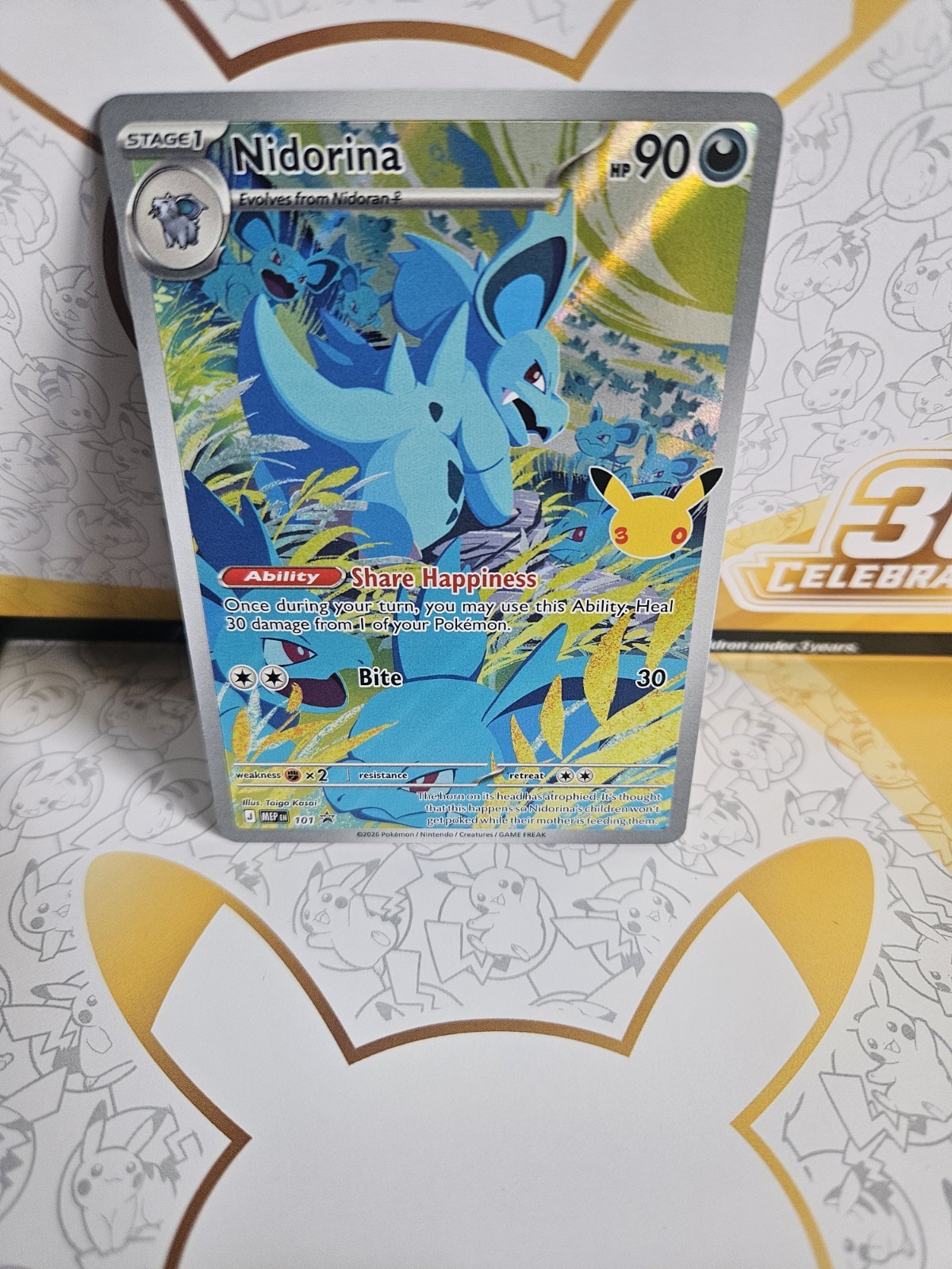 Pokemon Nidorina MEP 101 ME: 30th Celebration ETB Holo Black Star Promo Pokemon Nidorina MEP 101 ME: 30th Celebration ETB Holo Black Star Promo