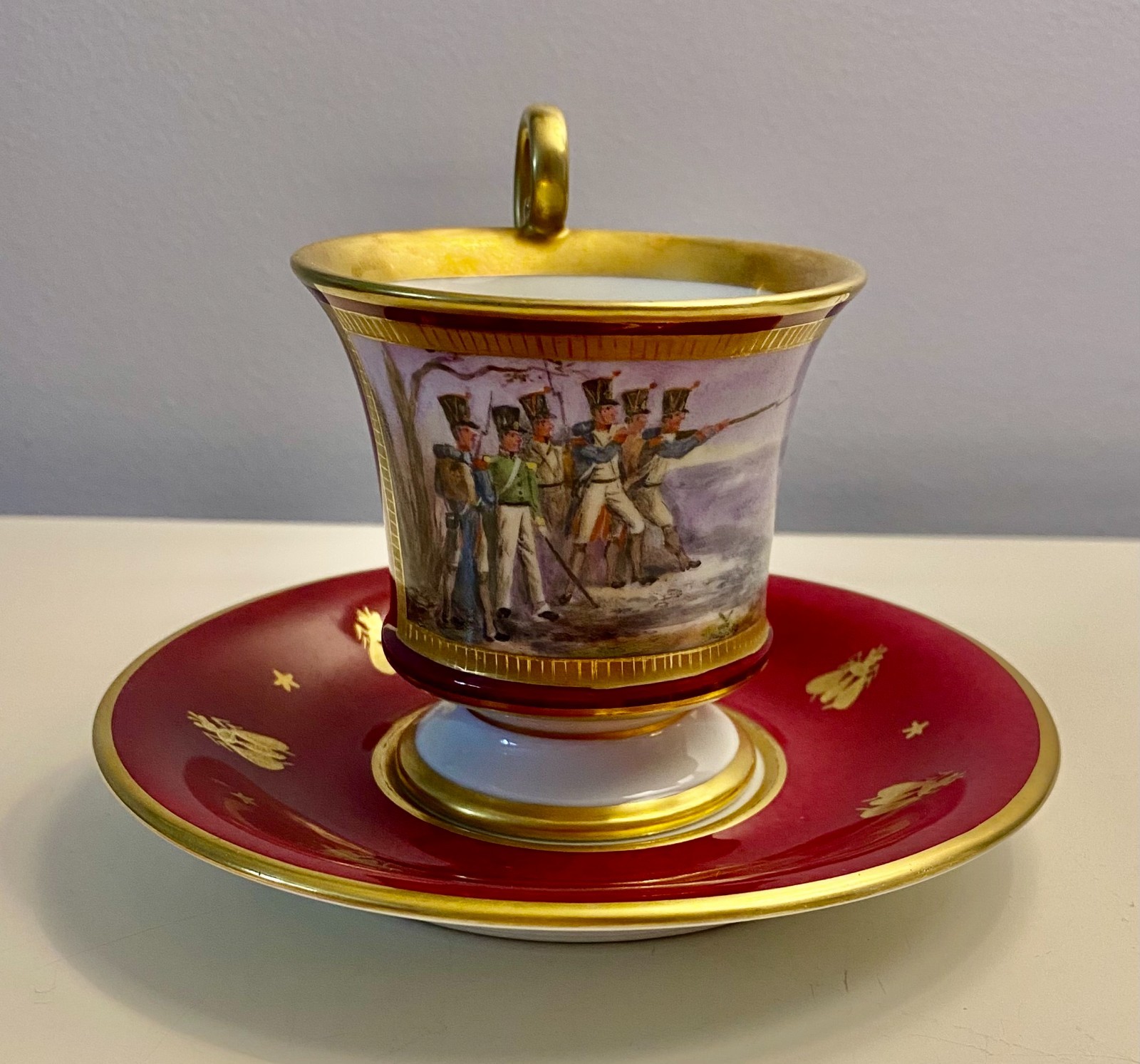 Vintage Le Tallec h/p cup & saucer Napoleon Bonaparte battle Witepsk, Vitebsk Vintage Le Tallec h/p cup & saucer Napoleon Bonaparte battle Witepsk, Vitebsk