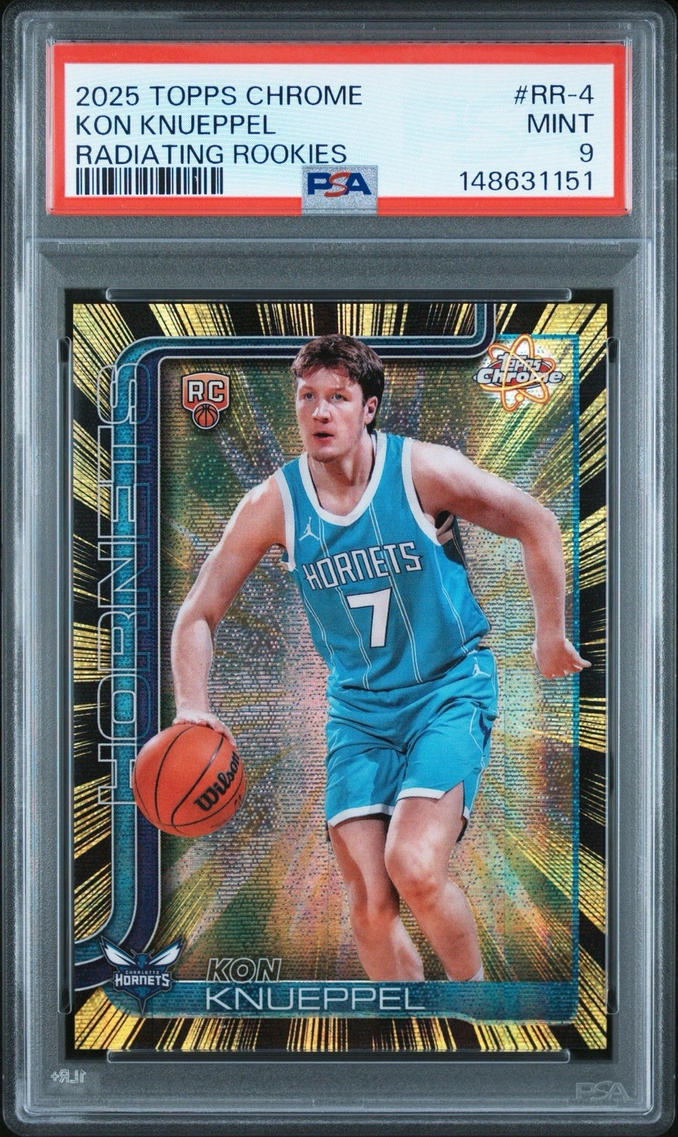 Kon Knueppel 2025-26 Topps Chrome Radiating Rookies #RR-4 PSA 9 SSP Kon Knueppel 2025-26 Topps Chrome Radiating Rookies #RR-4 PSA 9 SSP